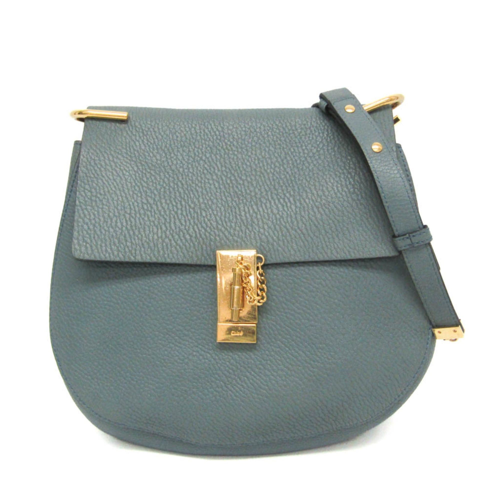 Chloe Chloé Drew Women's Leather Shoulder Bag Light Blue Size ONE SIZE - 1 Thumbnail