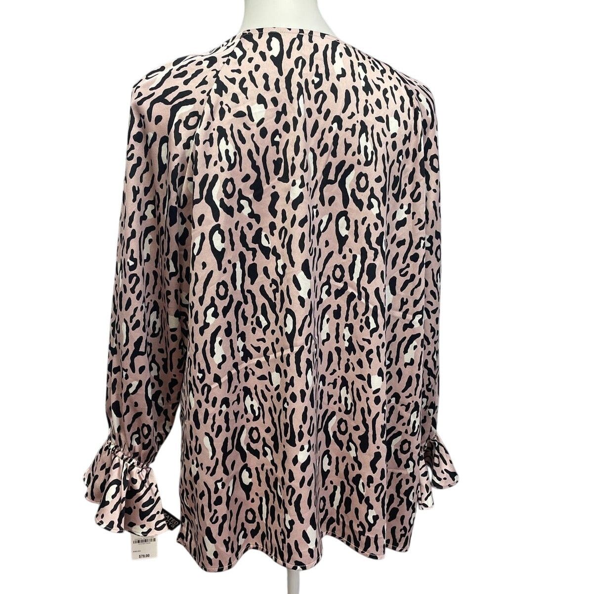 Bar III New Bar III Womens 1X Long Sleeve Polyester Leopard Blouse Size XL / US 12-14 / IT 48-50 - 3 Thumbnail