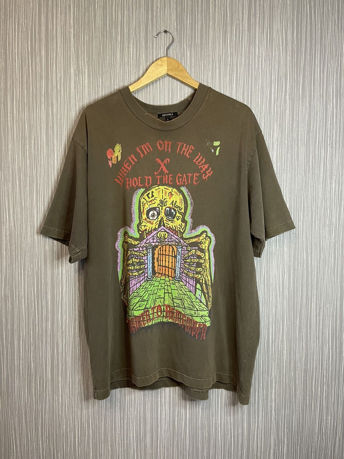 image of Xxxtentacion X Yeezy Season 6 X Hold The Gate T Shirt in Brown, Men's (Size XL)