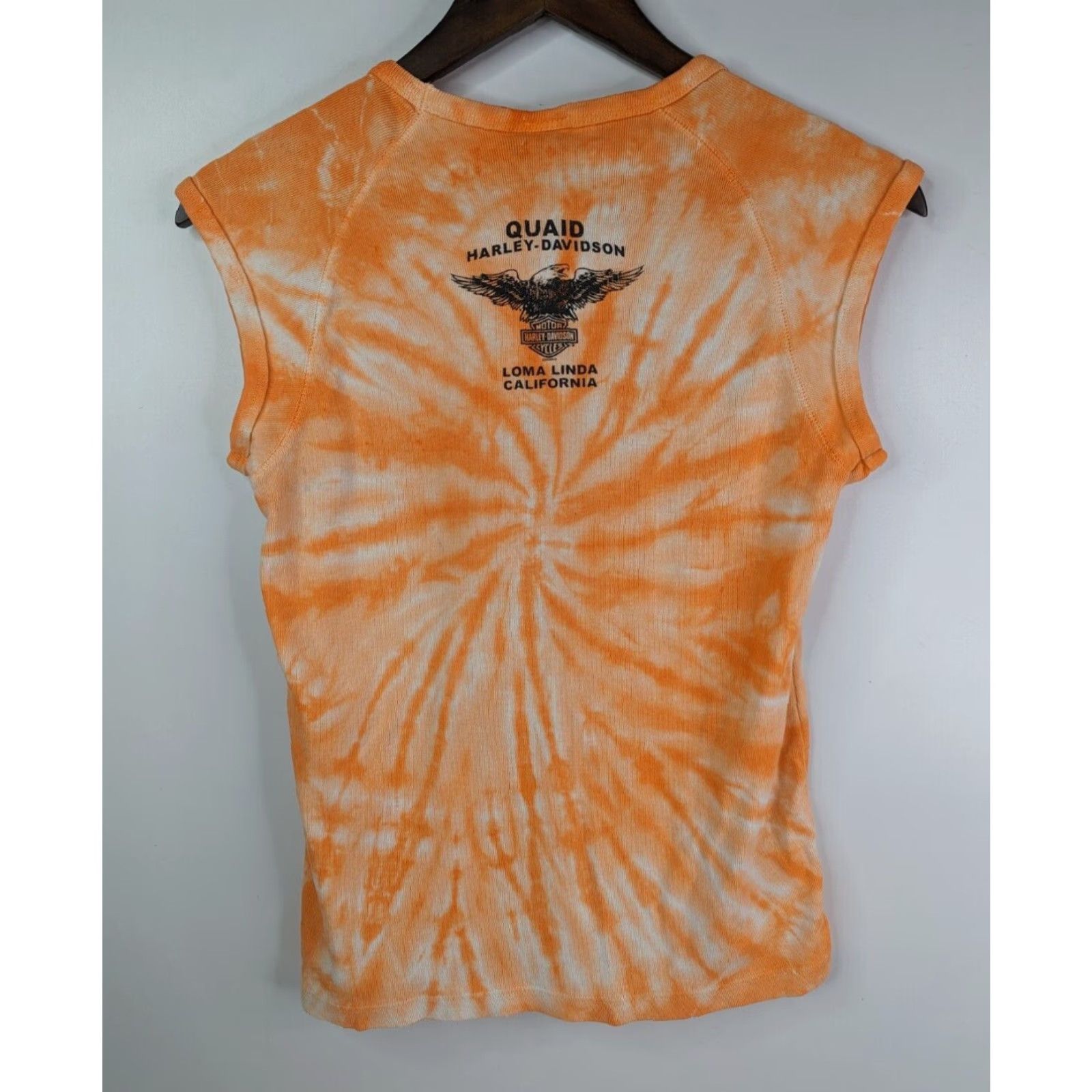 Harley Davidson VTG Harley-Davidson Orange Tie Dye Sleeveless Shirt Womens Large L Manuf Harley-Davidson Shirt Sleeveless Orange Tie Dye Womens Large Size L / US 10 / IT 46 - 3 Thumbnail