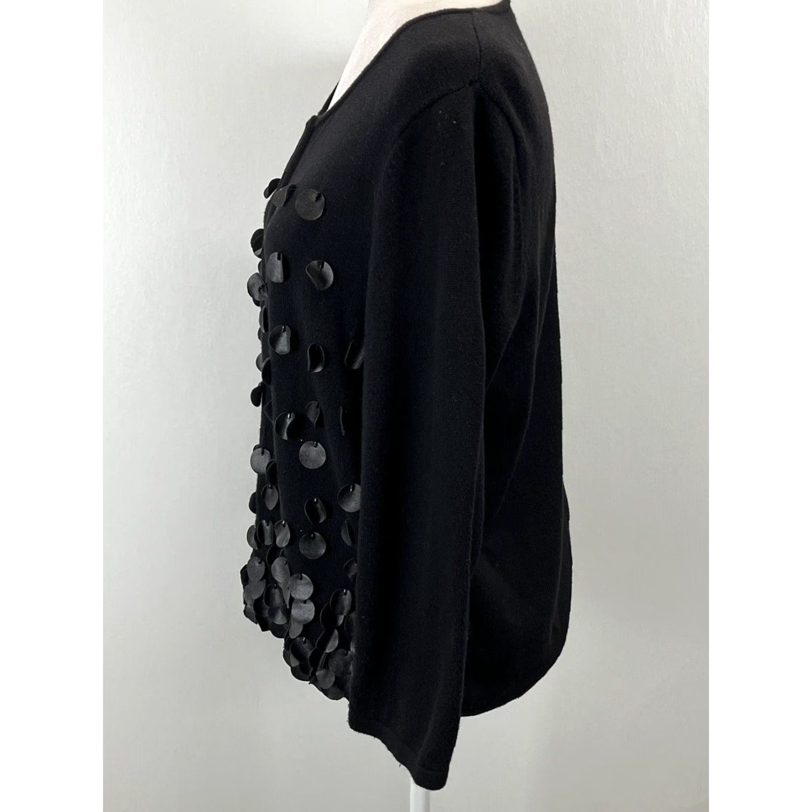 Vintage Chico's Cardigan Sweater Womens Black Full Zip Cotton Blend M Size M / US 6-8 / IT 42-44 - 2 Thumbnail