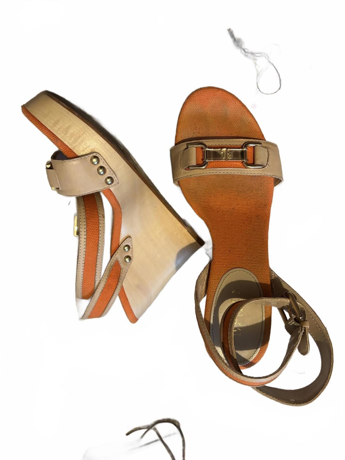 Lauren Ralph Lauren Ralph Lauren Beige and Orange Wedge Sandals Buckle Straps 7 Size US 7 / IT 37 - 4 Thumbnail