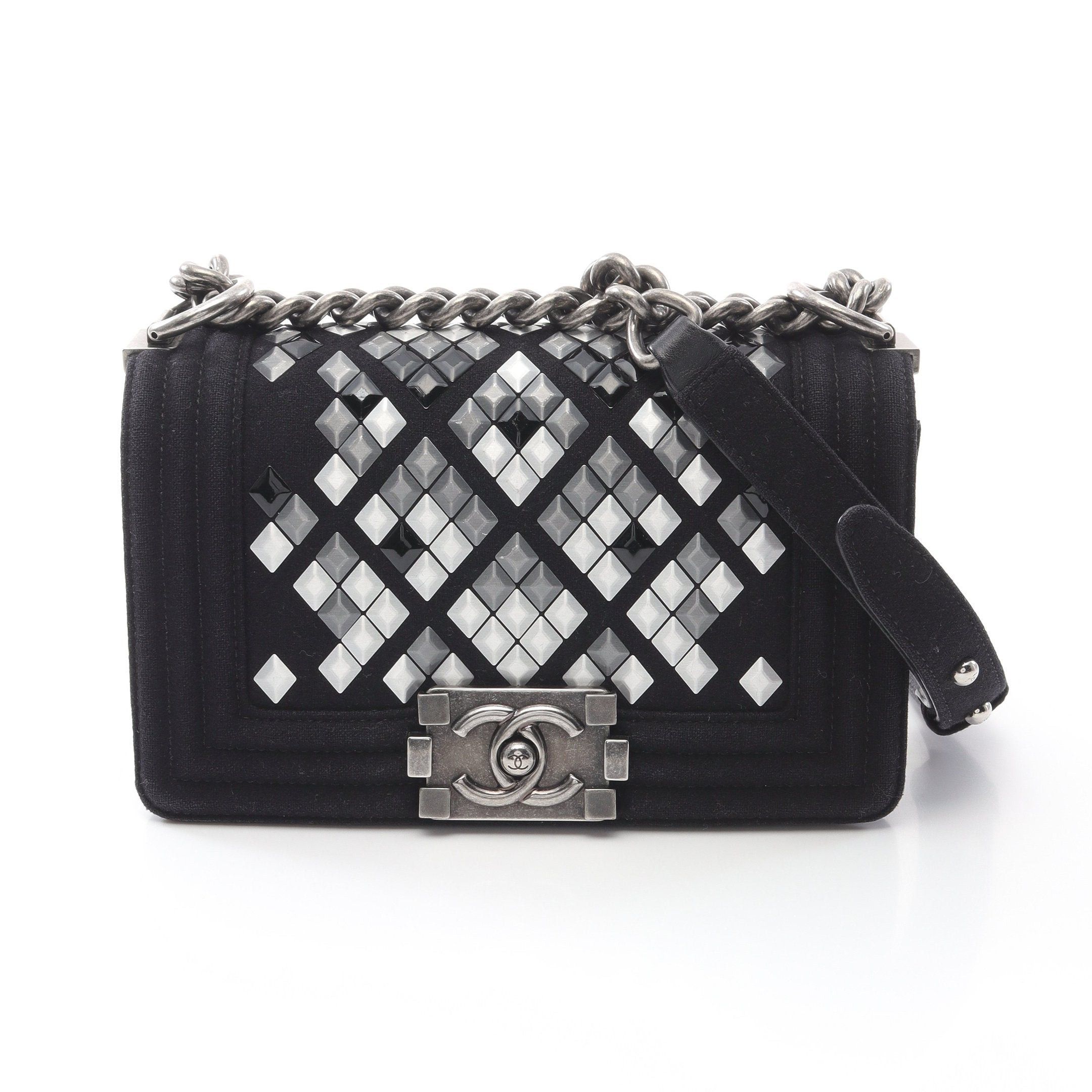 Chanel Chanel Boy Chanel Small Chain Shoulder Bag Canvas Leather Black Antique Silver Hardware Size ONE SIZE - 1 Thumbnail