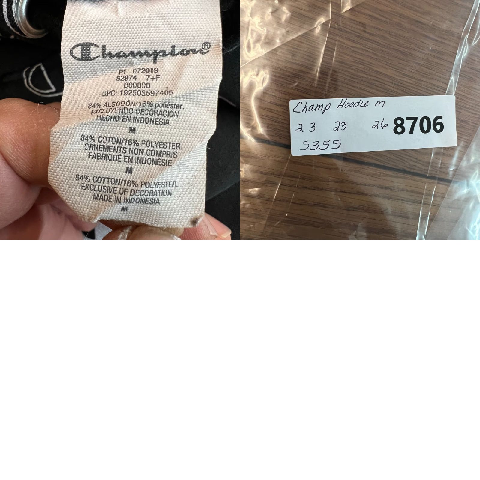 Champion Champion Hoodie Mens M Black White Fleece Pullover Reverse Weave Size US M / EU 48-50 / 2 - 8 Thumbnail