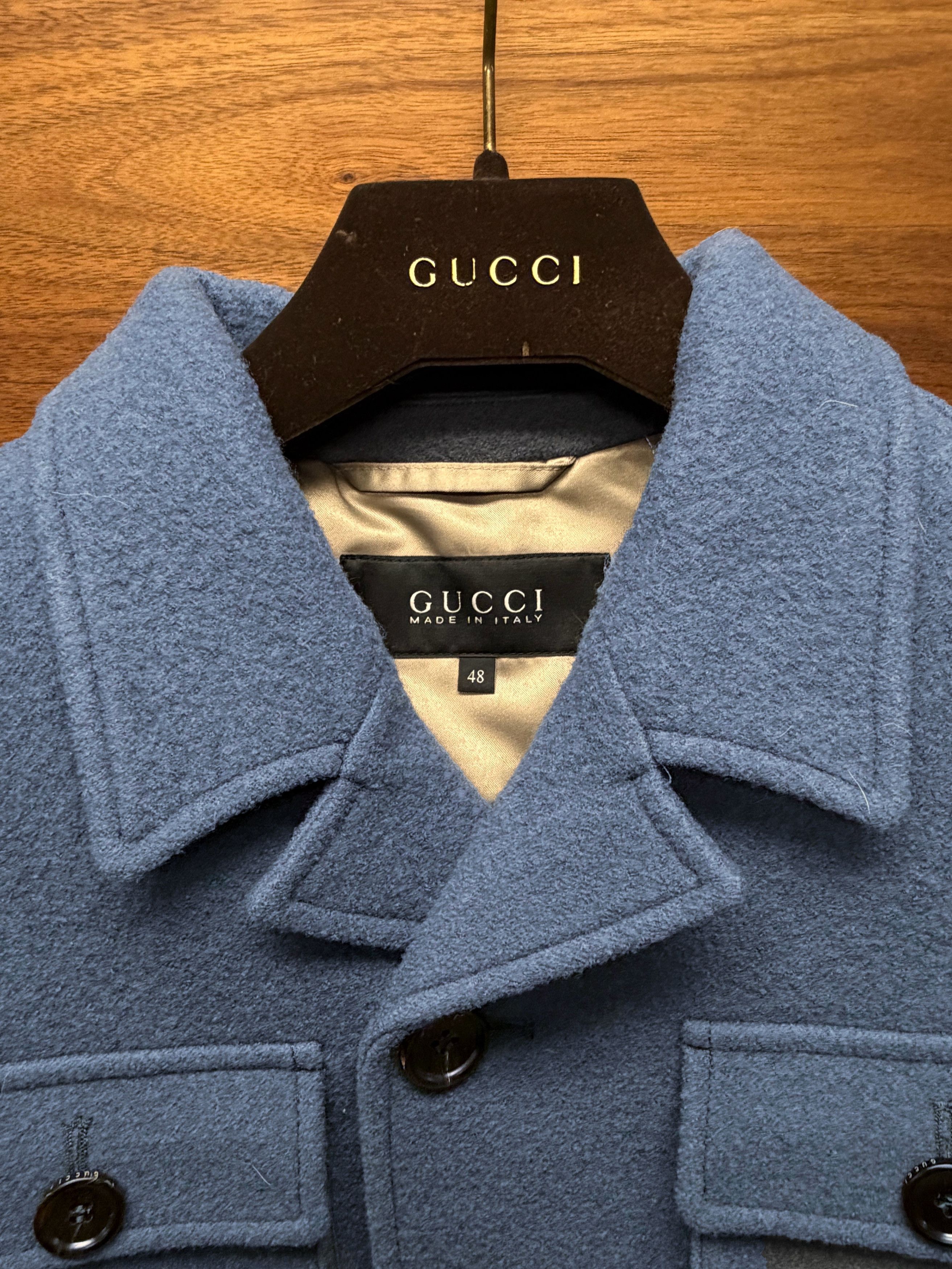 Gucci Gucci by Frida Giannini Light Blue Wool Cropped ‘Workers’ Jacket Size US M / EU 48-50 / 2 - 3 Thumbnail