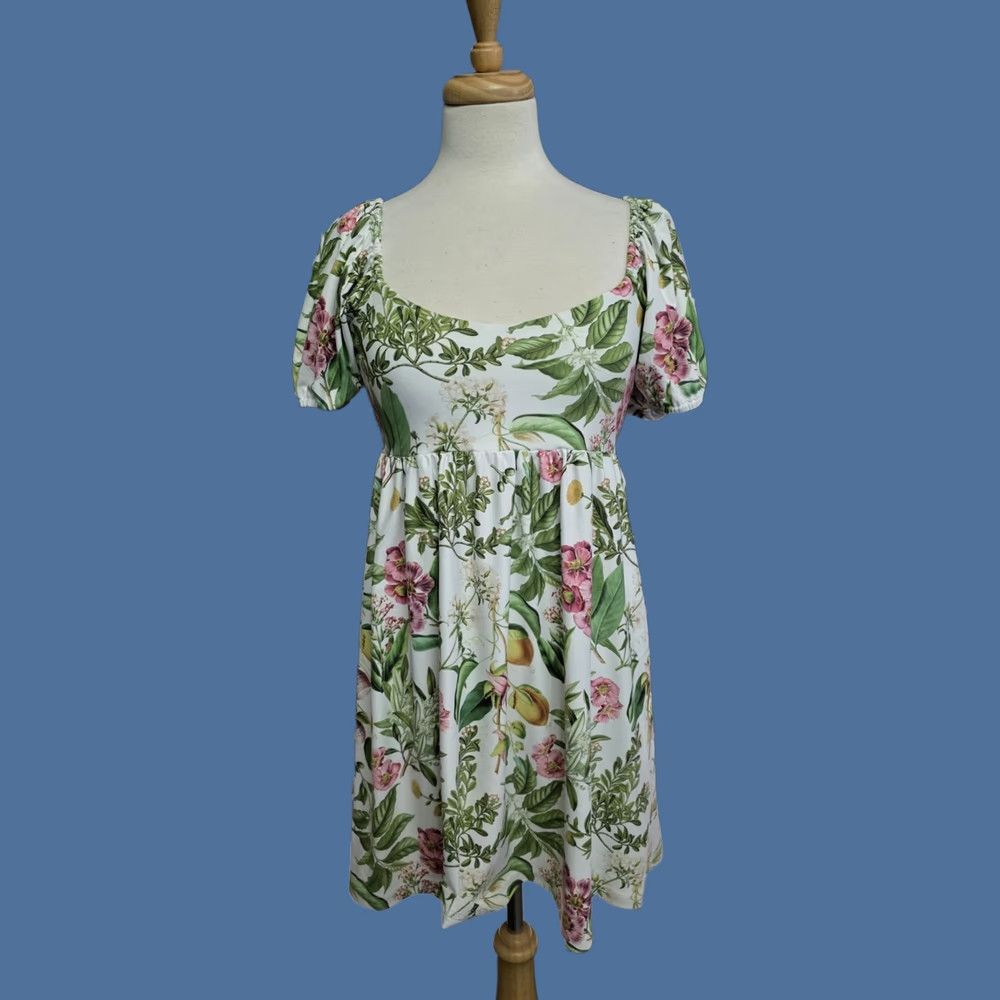 Vintage Smith & Quinn Lucy Dress Floral Print Square Neck Puff Sleeve Mini Women's XS Size XS / US 0-2 / IT 36-38 - 1 Thumbnail