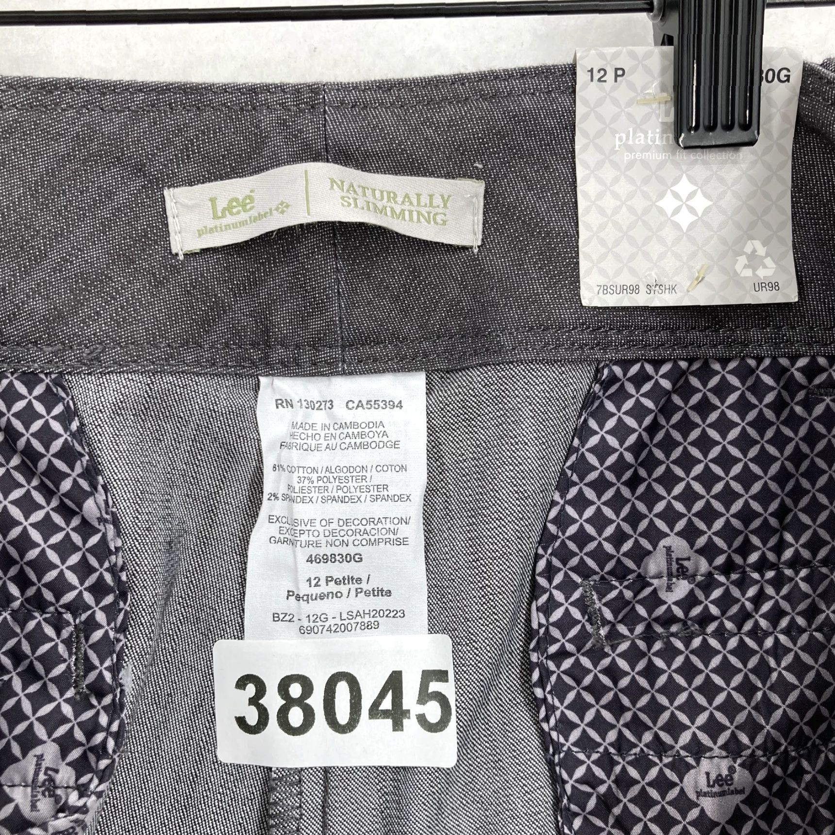 Lee Lee Pants Womens 12P Petite Gray Straight Leg Slimming Logo Work Pockets 28in Inseam Cotton Polyester Spandex Twill Dress Pants Size 34" / US 12 / IT 48 - 5 Thumbnail