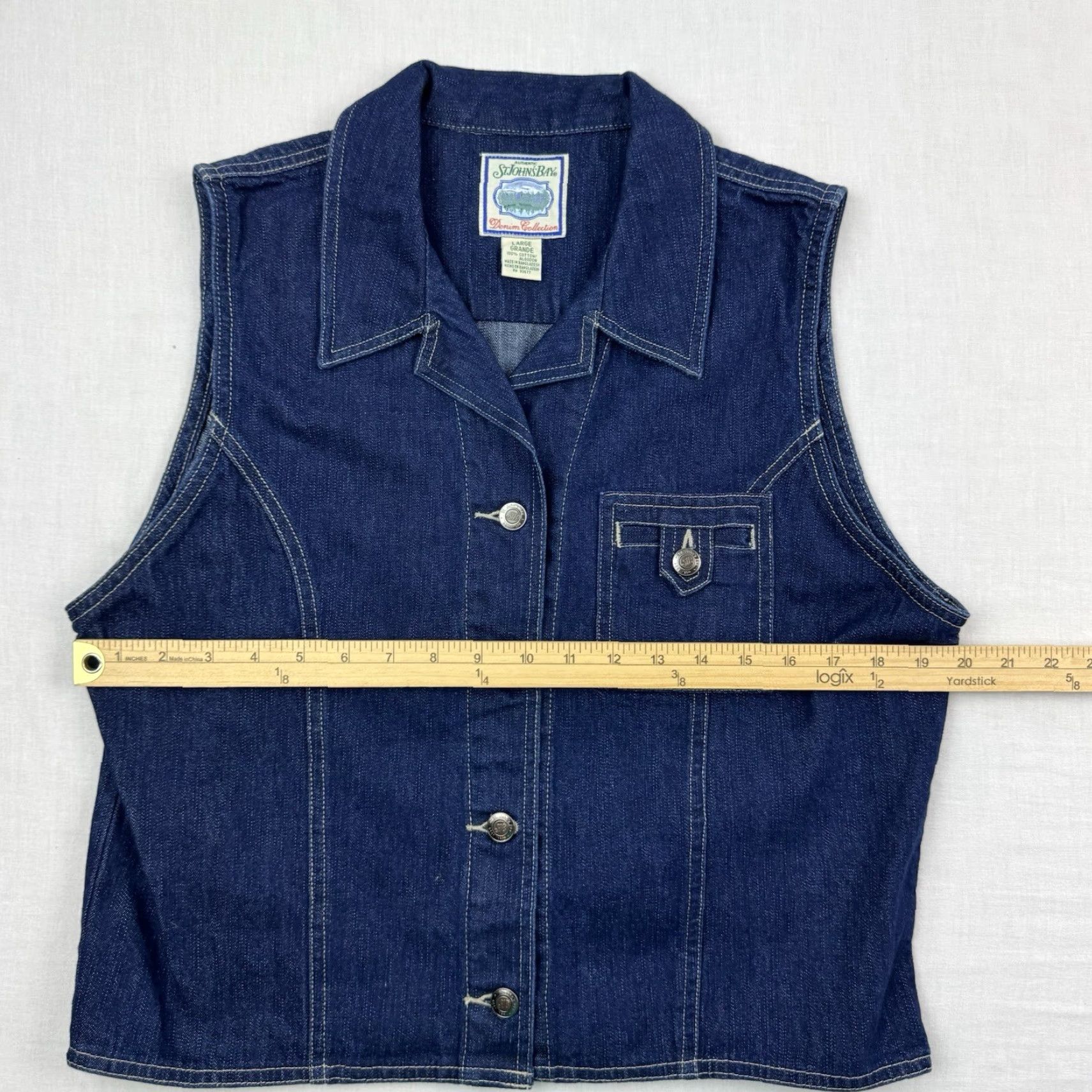 Vintage VINTAGE St. John's Bay Denim Vest Womens Large Cotton Jean Jacket Hipster 90s Casual Women's Size 36" / US 14 / IT 50 - 7 Thumbnail