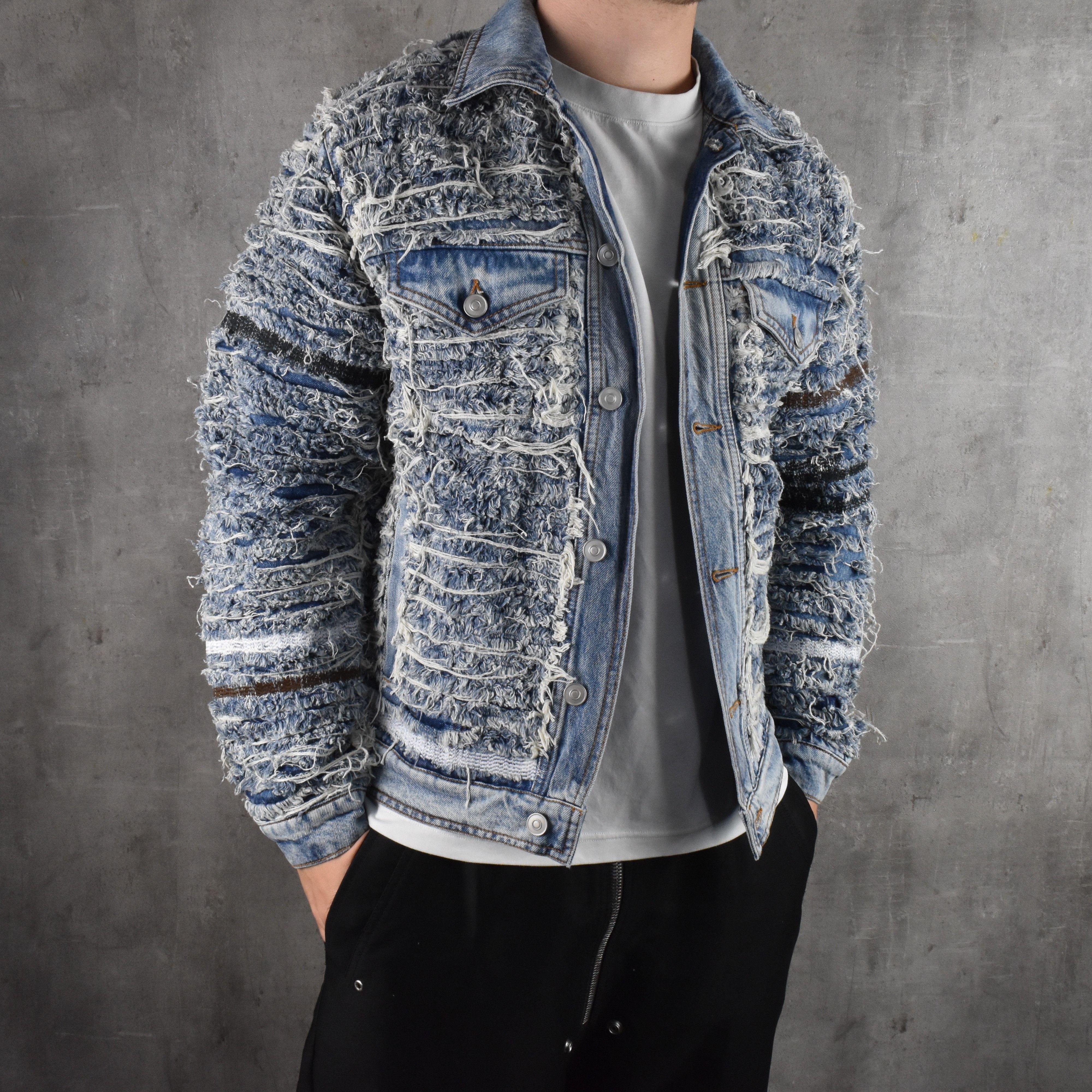 1017 ALYX 9SM × Blackmeans 1017 ALYX 9SM BLACKMEANS Shredded Denim Distressed Jacket Size US M / EU 48-50 / 2 - 1 Thumbnail
