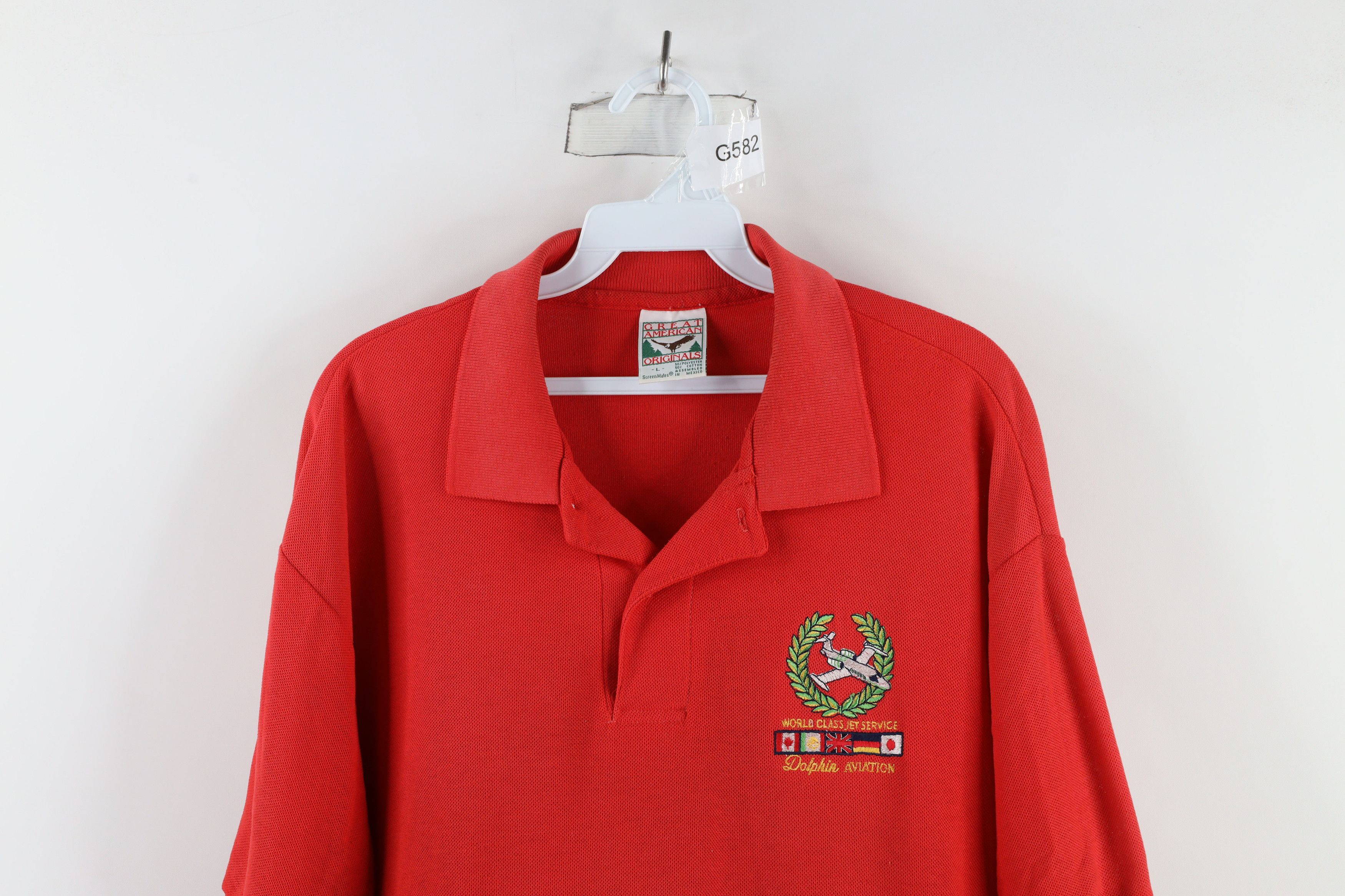 Vintage Vintage 90s Dolphin Aviation World Class Jet Polo Red Size US L / EU 52-54 / 3 - 2 Thumbnail