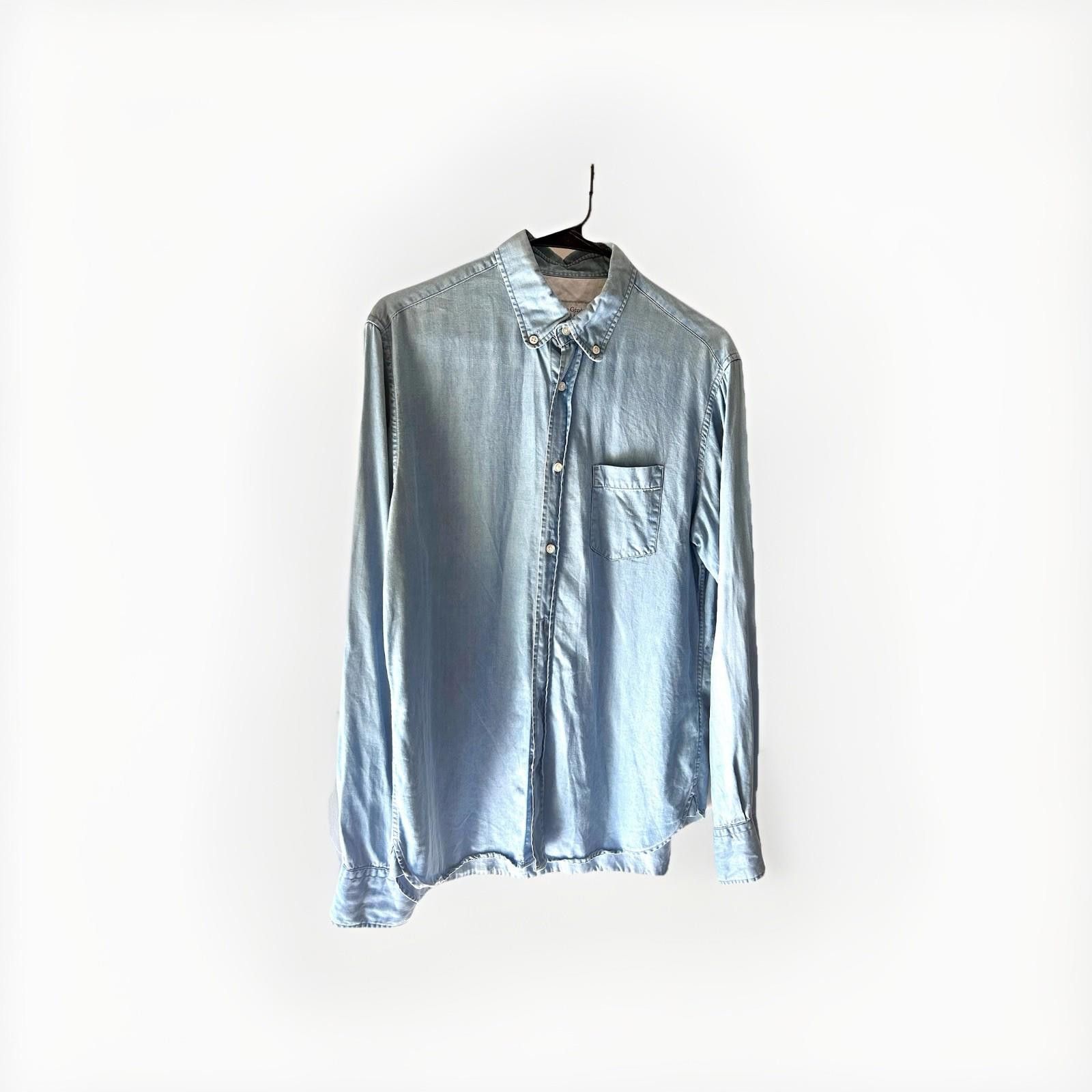Officine Generale Officine Générale Lyocell Long-Sleeve Shirt Loose-Fit Denim Size US M / EU 48-50 / 2 - 1 Thumbnail