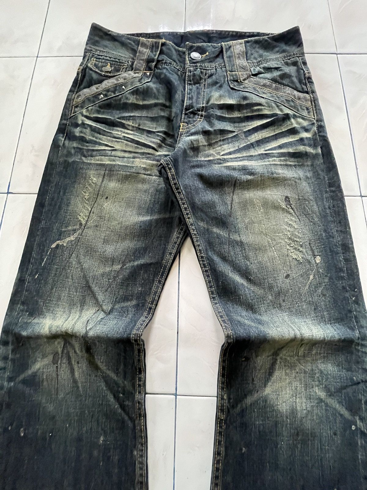 If Six Was Nine Shredded Studded Distressed Painter Japanese Brand Jeans Size US 32 / EU 48 - 5 Thumbnail
