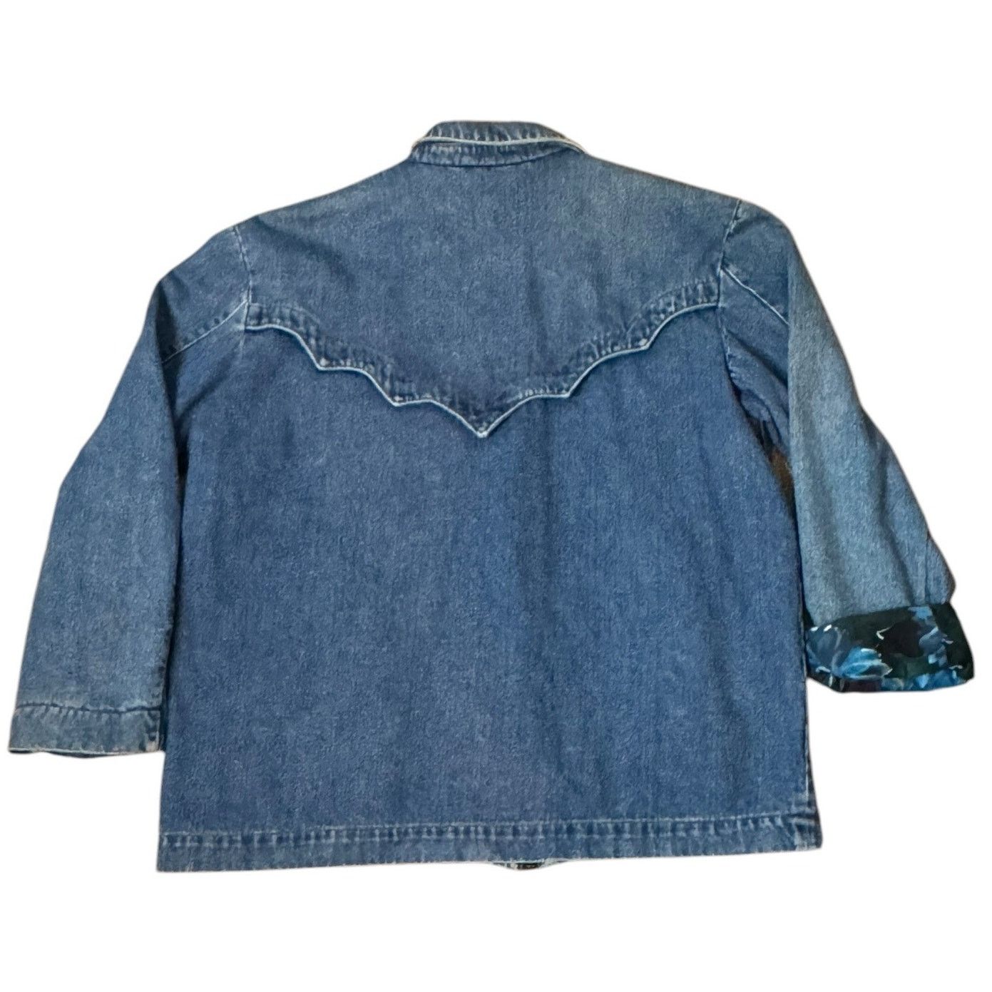Vintage Vtg Denim Blue Jacket Blue Purple floral lining zip closing Size M / US 6-8 / IT 42-44 - 4 Thumbnail
