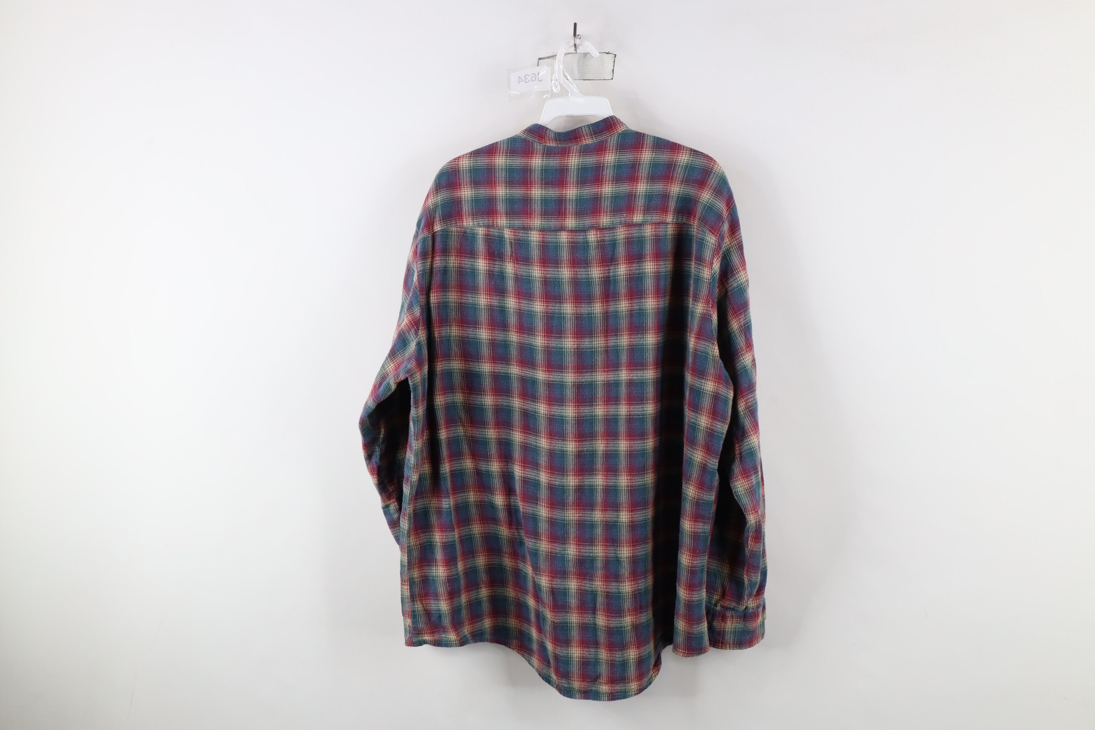 Vintage Vintage 90s Streetwear Flannel Band Collar Button Shirt Size US L / EU 52-54 / 3 - 12 Thumbnail