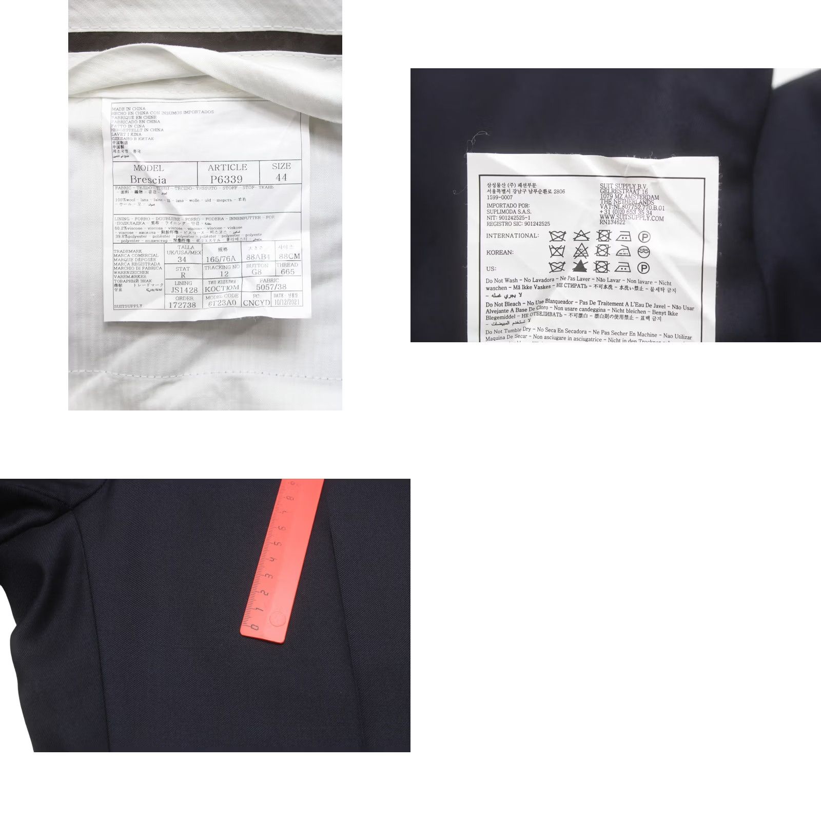 Suitsupply Suitsupply Napoli Single Breasted FL Regular Brescia Suit Mens UK 34 Pure Wool Navy Size 34R - 11 Thumbnail