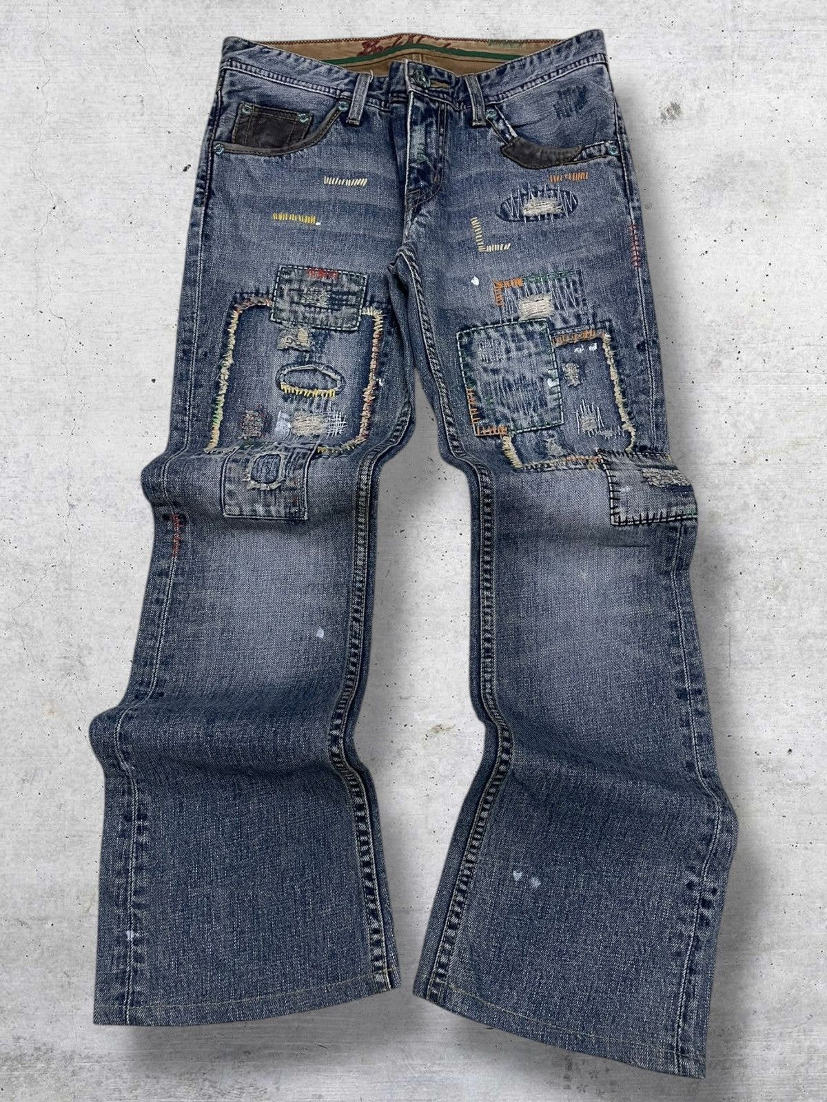 Hysteric Glamour VINTAGE BACK NUMBER JAPAN DESIGNER OG FLARED PATCHWORK DENIM Size US 30 / EU 46 - 1 Thumbnail