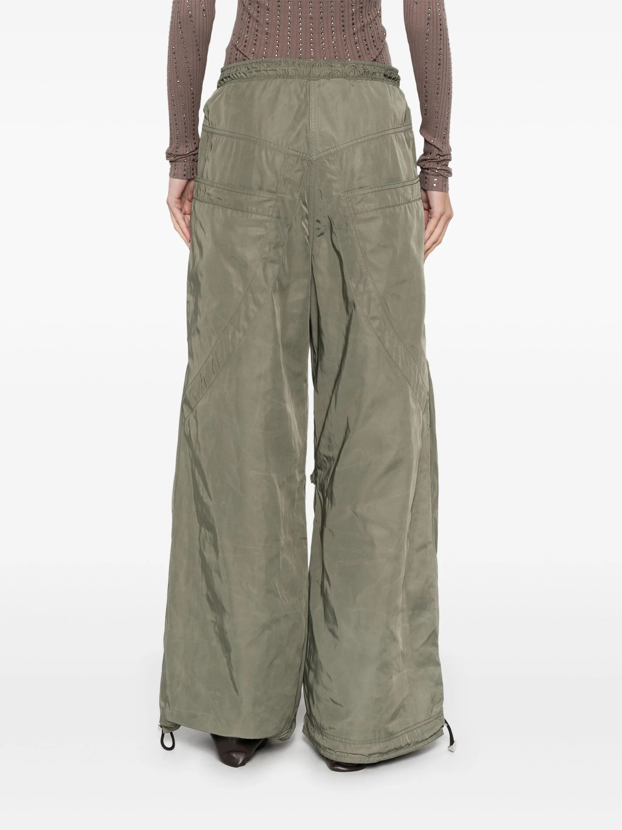 The Attico o1s22i1n0325 Elasticated Loose Fit Trousers Military Green Size 28" / US 6 / IT 42 - 4 Thumbnail