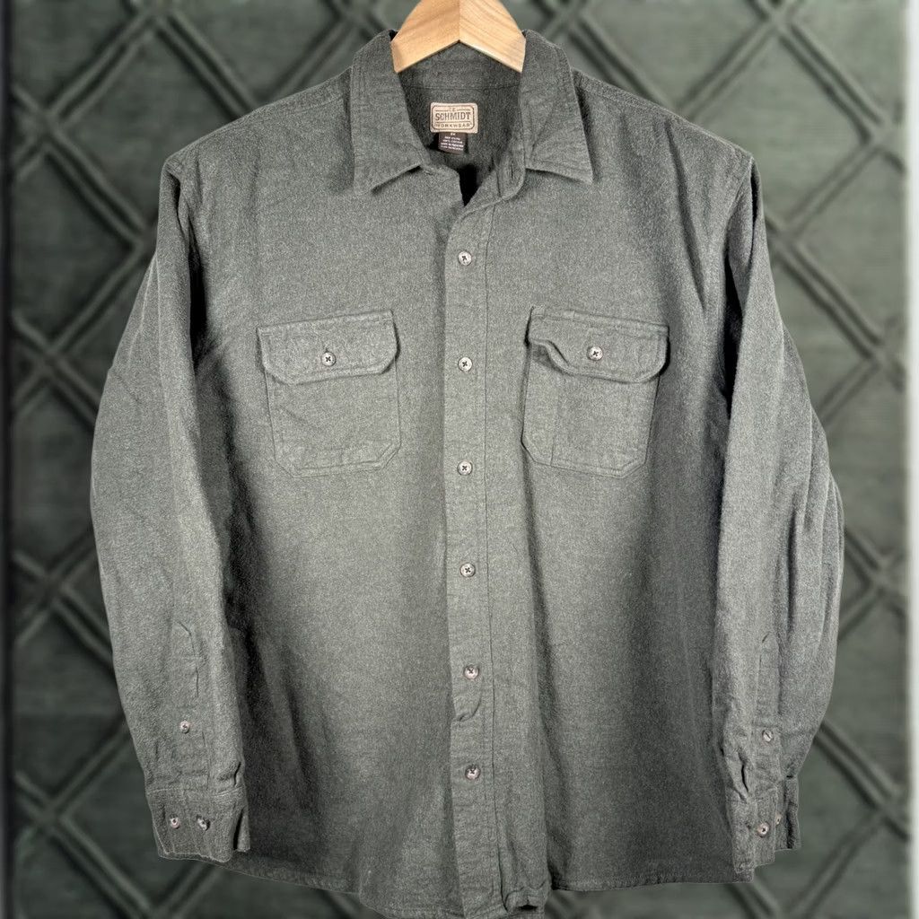 Vintage C.E. Schmidt Workwear Shirt Men's Gray Long Sleeve Pockets Winter - Size 2XL Size US XXL / EU 58 / 5 - 1 Thumbnail