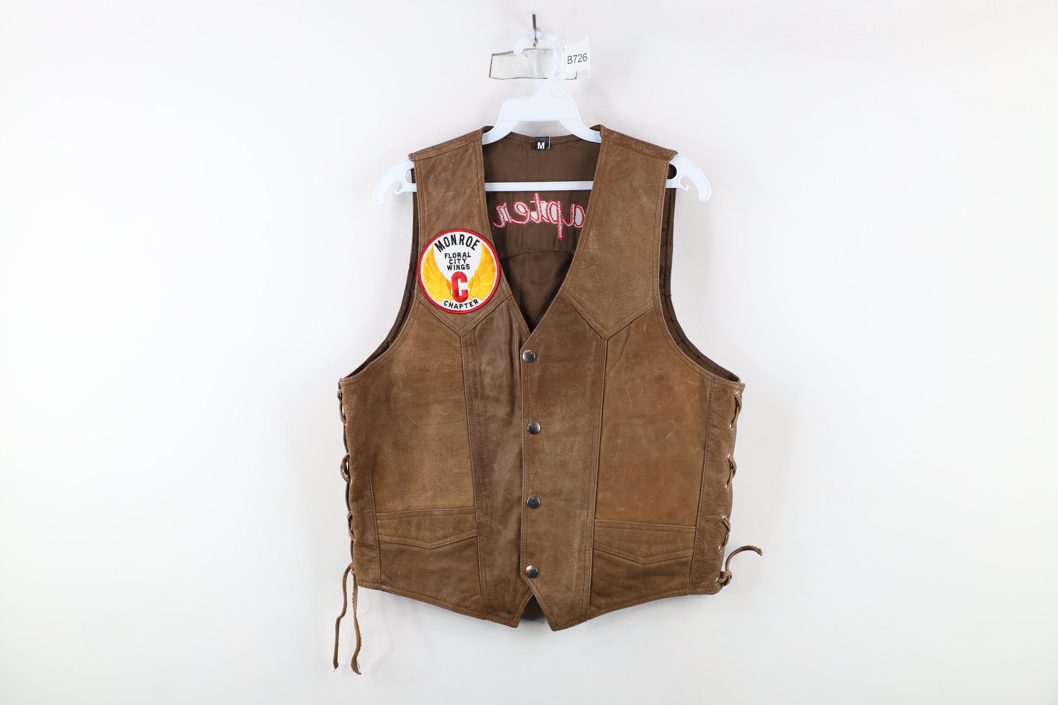 Vintage Vintage 90s Wings Gold Road Raiders Michigan Leather Vest Size US M / EU 48-50 / 2 - 1 Thumbnail