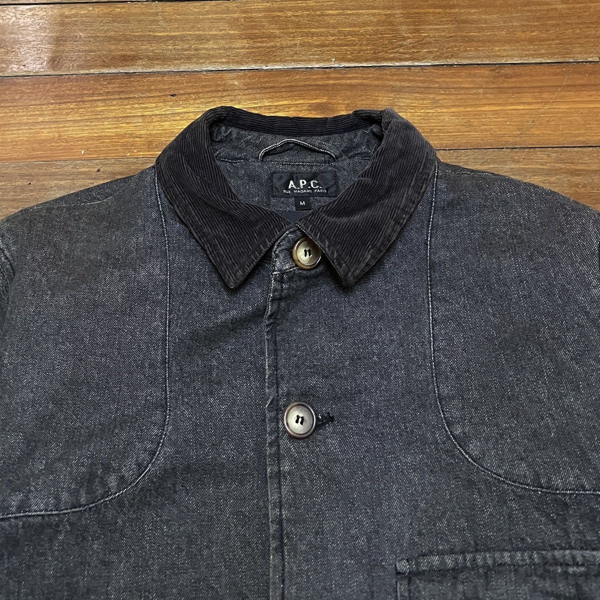 A.P.C. Very Rare Design Vintage Brand APC MA-1 Denim Jacket 1990s Size US M / EU 48-50 / 2 - 3 Thumbnail