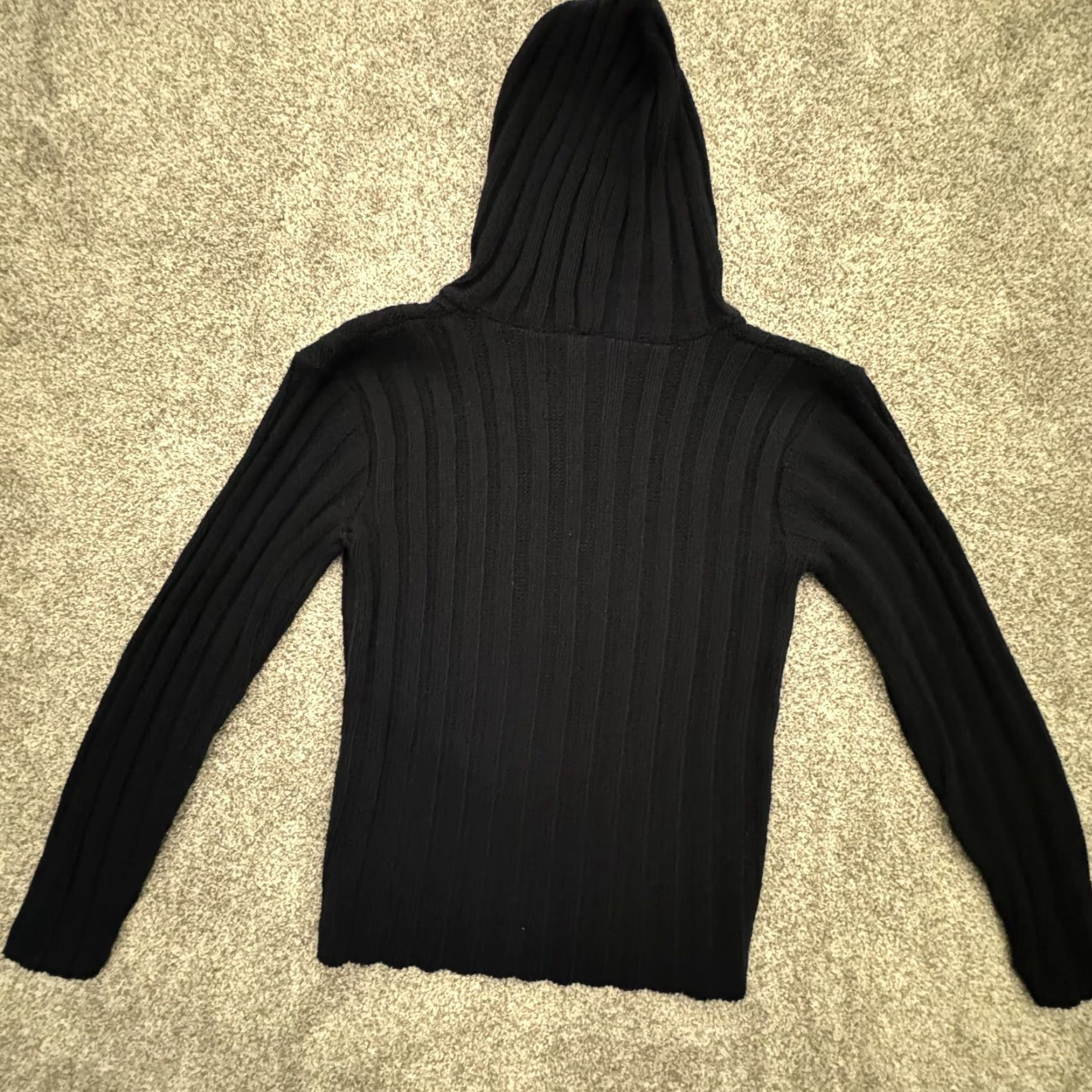 Vintage VINTAGE Juncture Hoodie Sweater Womens Medium Ribbed Knit 90s Y2K Goth 1/4 Zip Black Knit Sweater WomenM 90s Gothic Zip Pullover Size M / US 6-8 / IT 42-44 - 5 Thumbnail