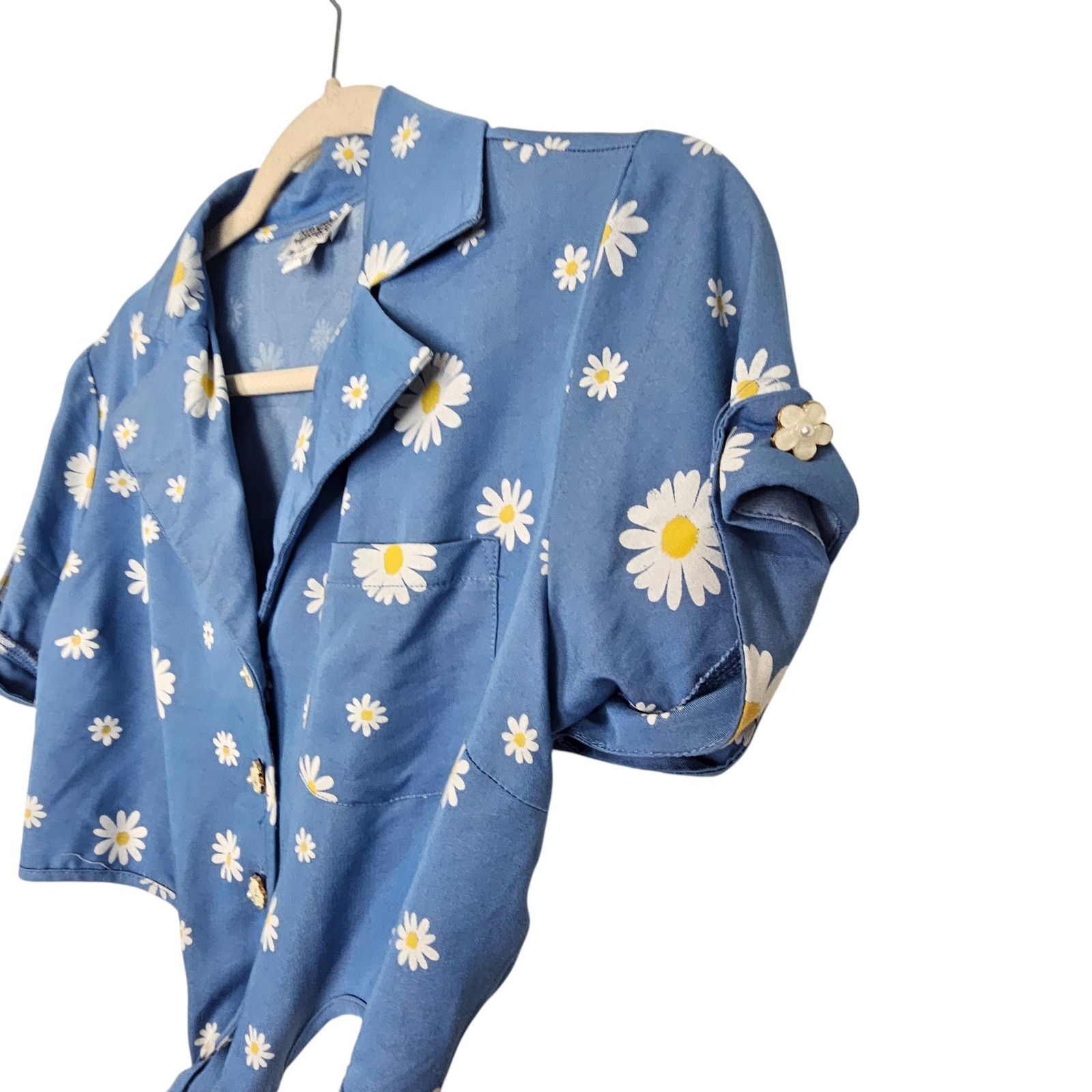 Vintage Unique Vintage Womens Daisy Floral Crop Top S Retro Pin Up Size S / US 4 / IT 40 - 4 Thumbnail