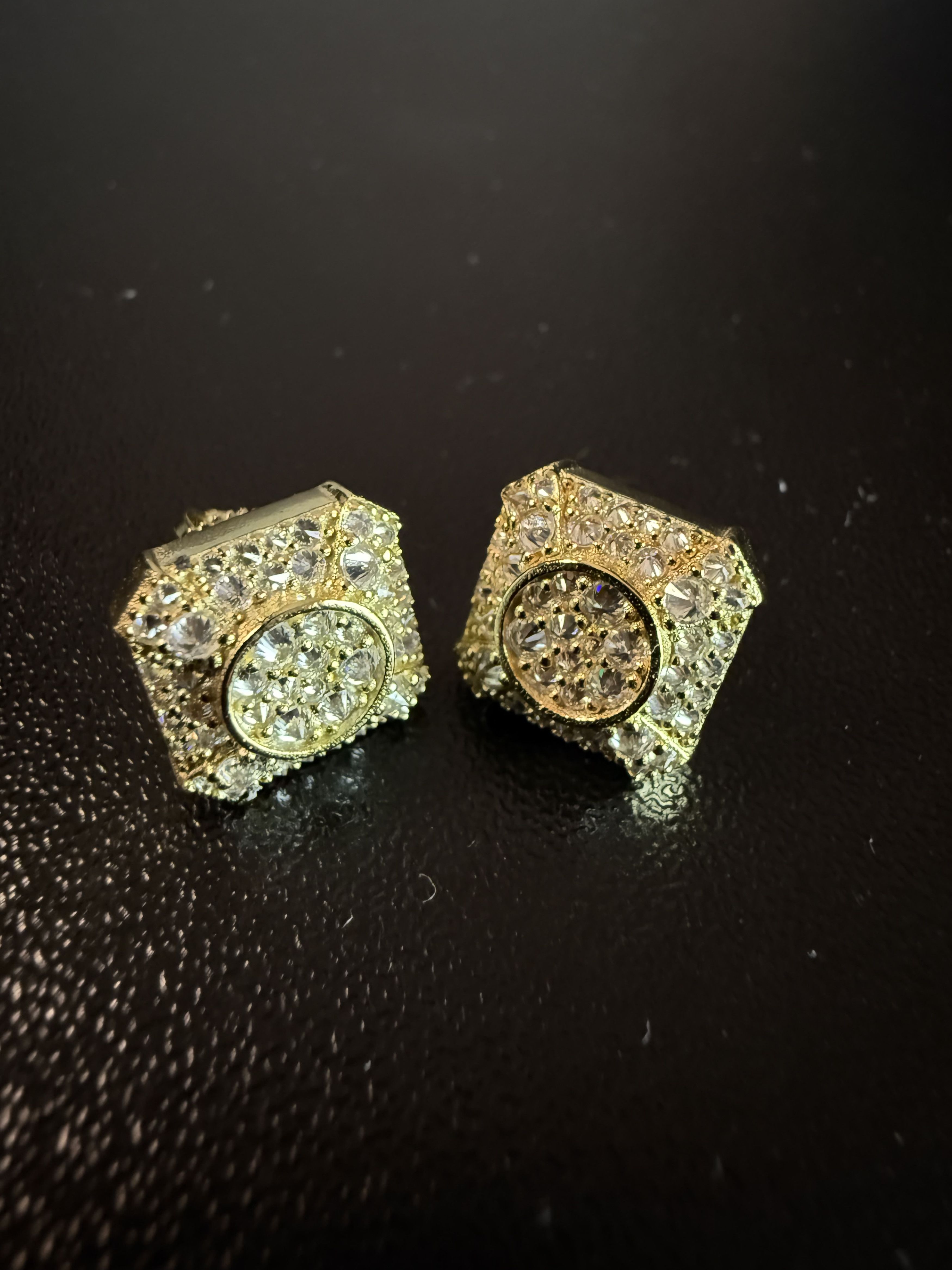 Other Trap Square Halo Studs Moissanite Gold Plated 925s earrings Size ONE SIZE - 3 Thumbnail