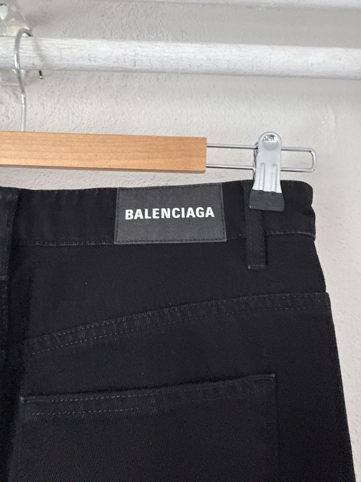Balenciaga Black Slim Fit Denim Jeans with Logo Patch Size US 27 - 7 Thumbnail