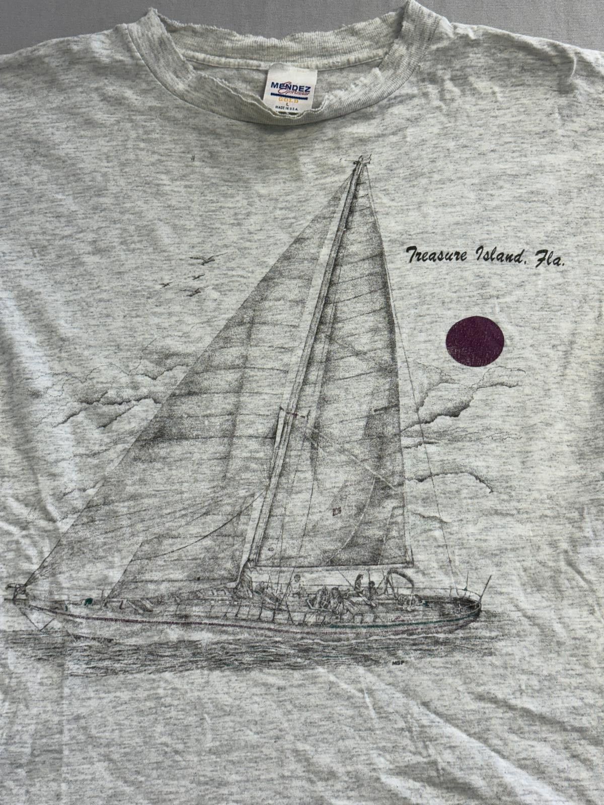 Designer Vintage Sailing Shirt Treasure Island Florida Sail Boat L Size US L / EU 52-54 / 3 - 4 Thumbnail
