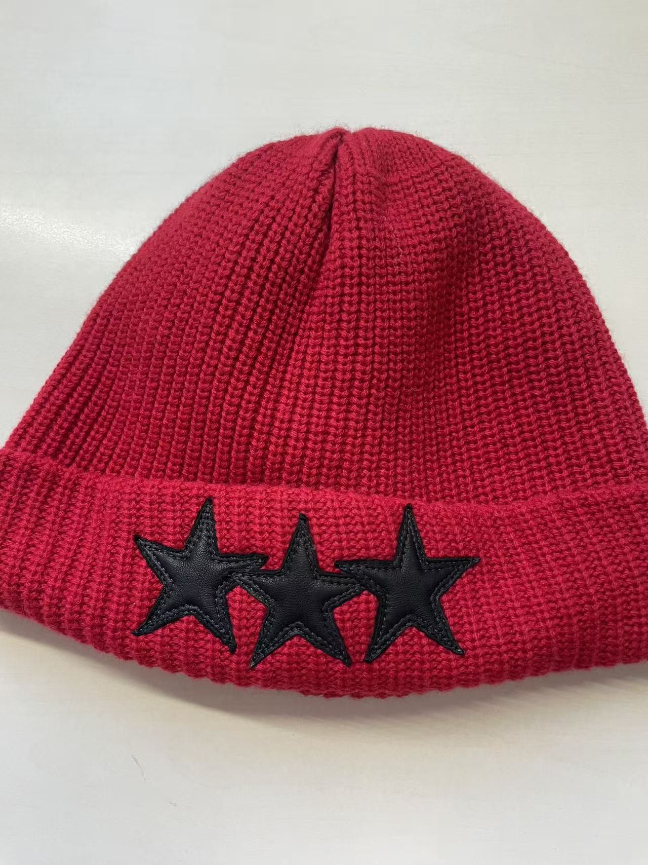 Chrome Hearts Chrome Hearts Red Cashmere Star Leather Patch Beanie Size ONE SIZE - 3 Thumbnail