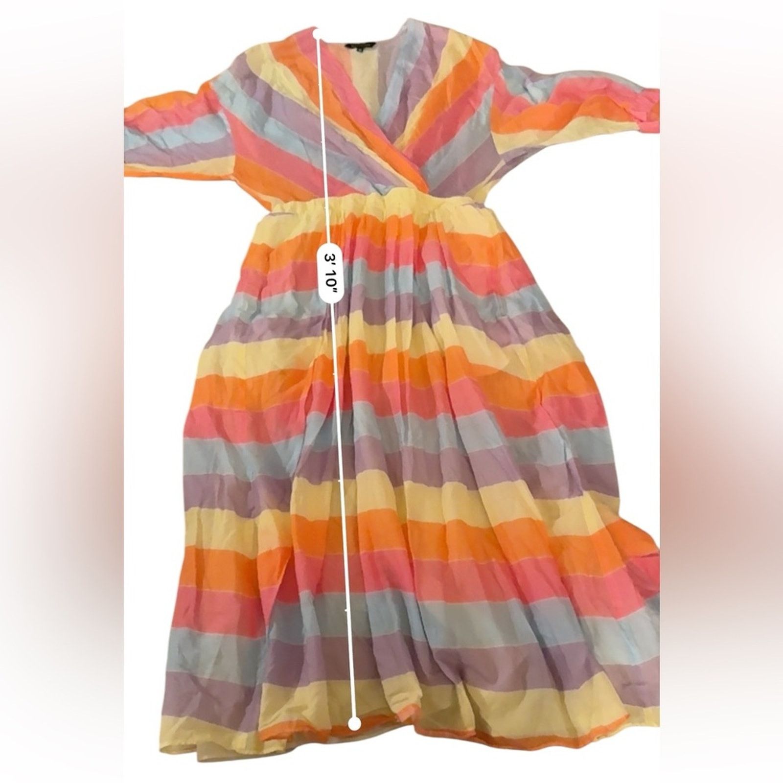 Tara Jarmon Tara Jarmon Rainbow 3/4 Sleeve Midi Dress Sz 38 / US 6 Size XS / US 0-2 / IT 36-38 - 13 Thumbnail