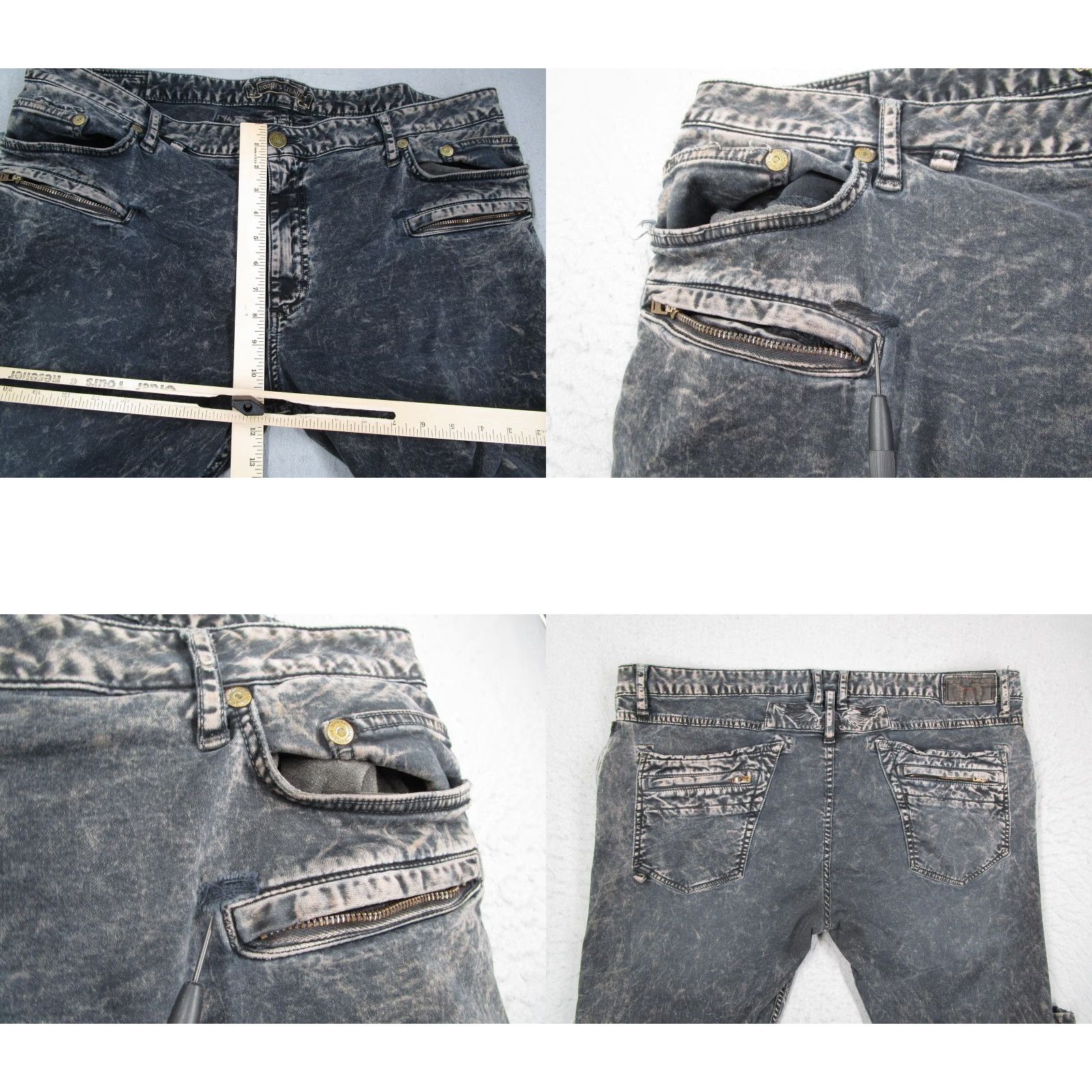 Vintage VINTAGE Robin's Jean Jeans Mens 42 Black Gray Moto Biker Zipper Pockets Distressed Size US 42 / EU 58 - 8 Thumbnail