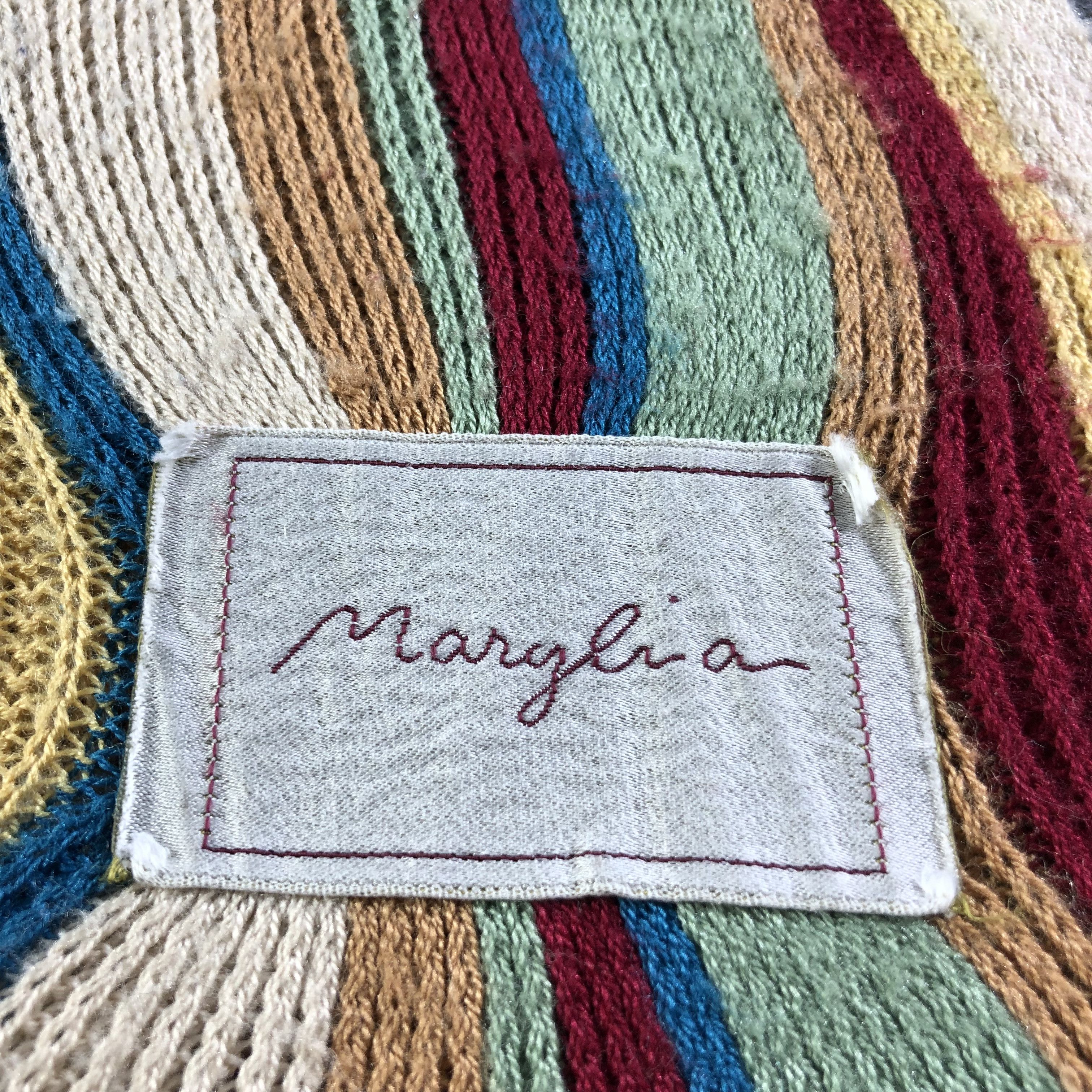 Vintage Marylia Striped Knit Wool Scarf Muffler V1884 Size ONE SIZE - 4 Thumbnail