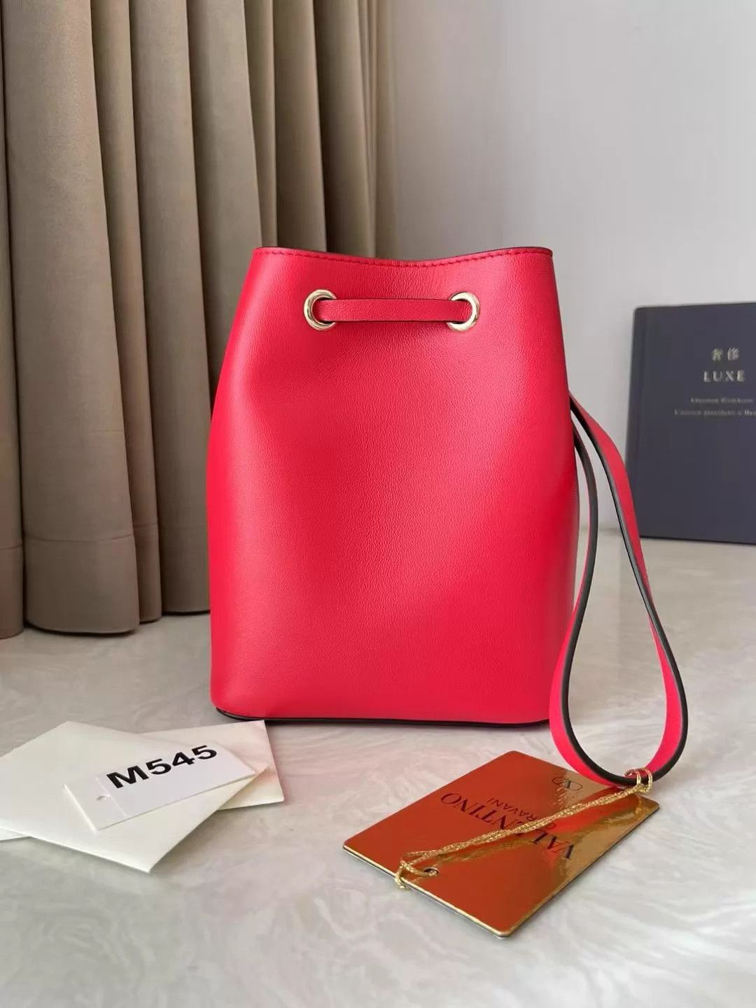 Valentino Valentino Festive Red Drawstring Bucket Bag M545 Size ONE SIZE - 3 Thumbnail