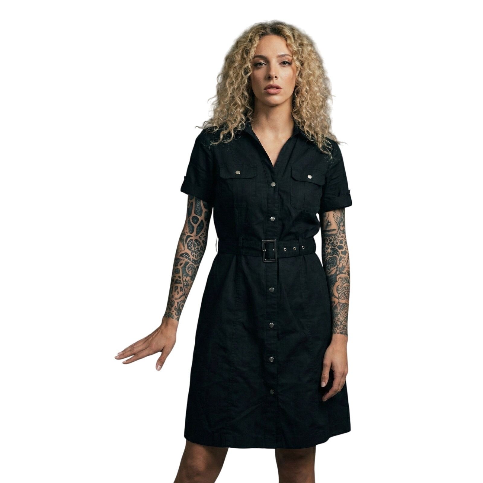 Apt. 9 NWOT APT. 9 black button down Belted dress Rockabilly sz 18 Size XXL / US 16-18 / IT 52-54 - 1 Thumbnail
