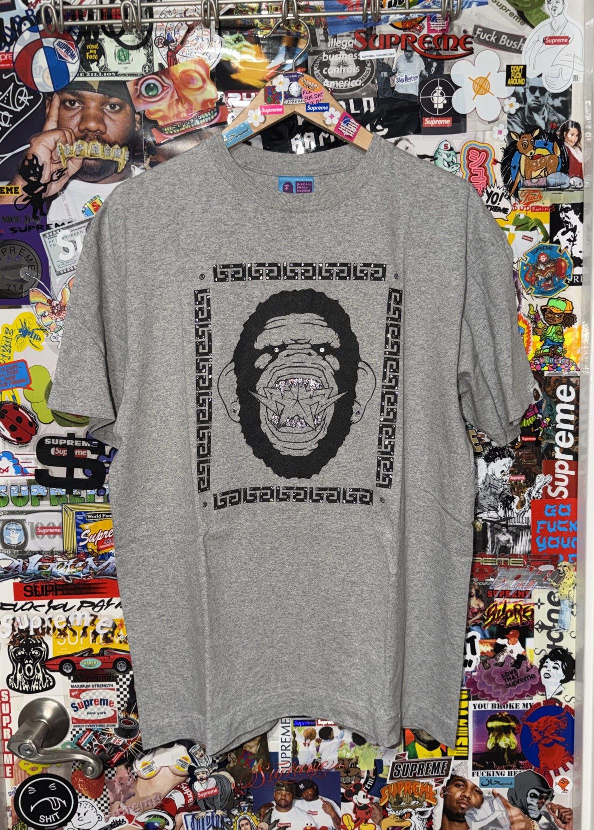 Bape 2005 Bape Ape Sta Face Swarovski Tee Grey Large L RARE Size US L / EU 52-54 / 3 - 1 Thumbnail
