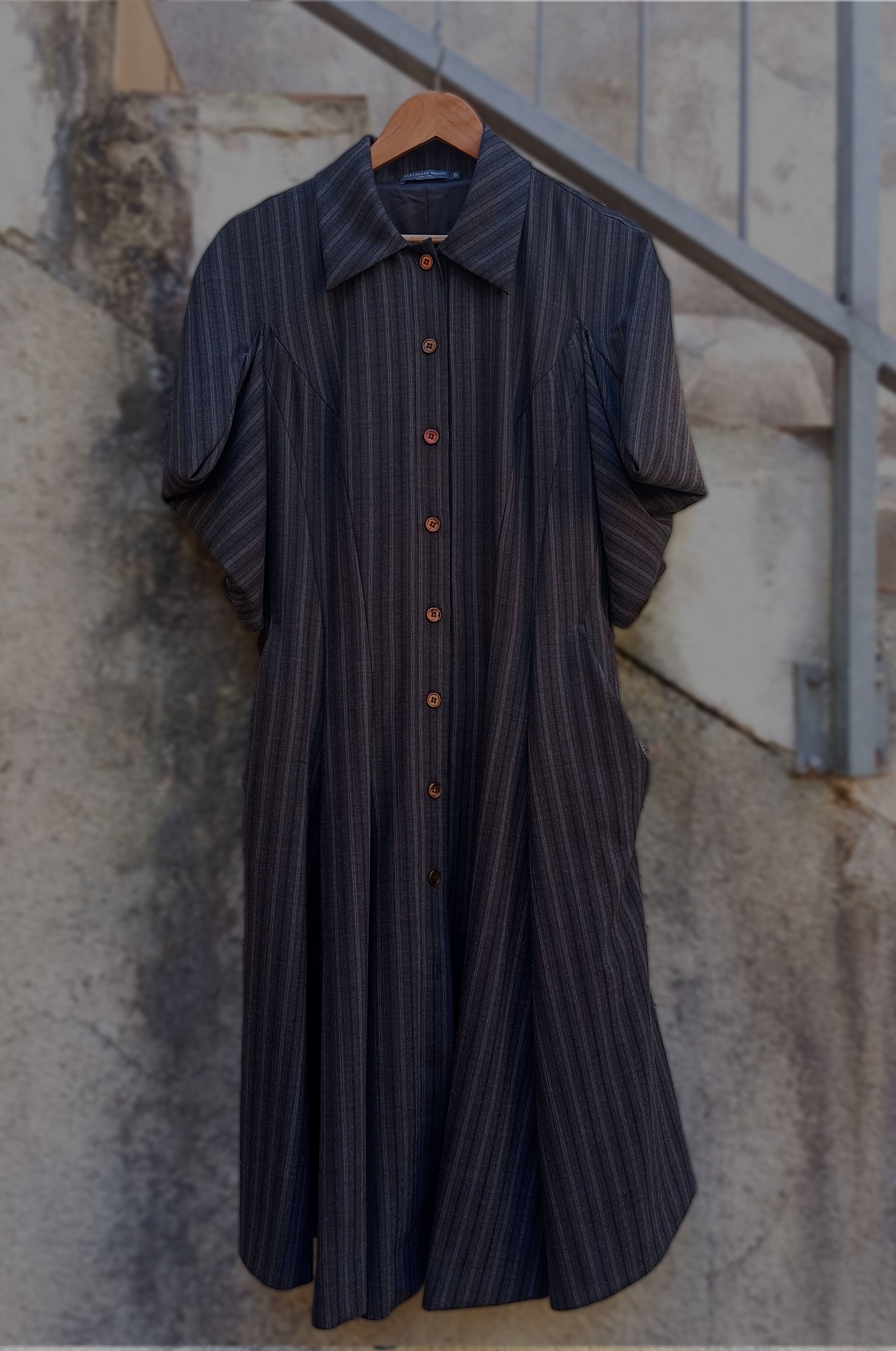 Alexander McQueen 2007 Wool stripped dress Alxender McQueen Size L / US 10 / IT 46 - 5 Thumbnail
