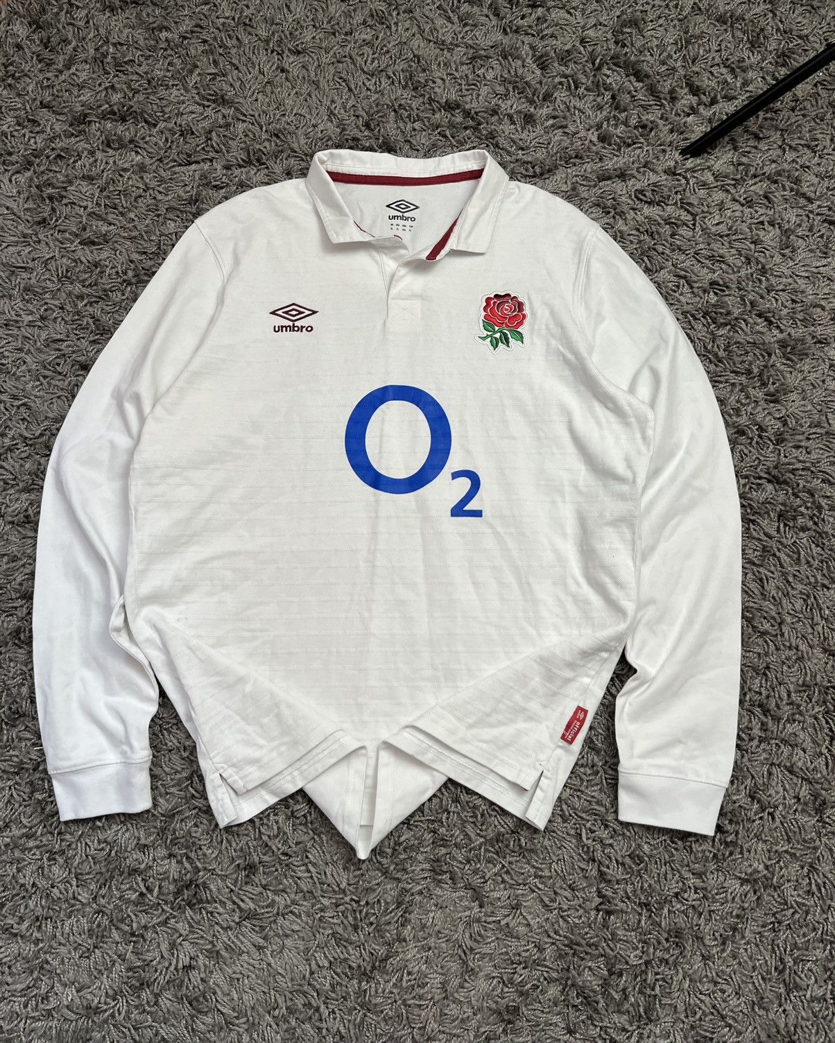 Umbro Vintage Style Umbro England Rugby Polo Shirt White O2 Size US XL / EU 56 / 4 - 2 Thumbnail
