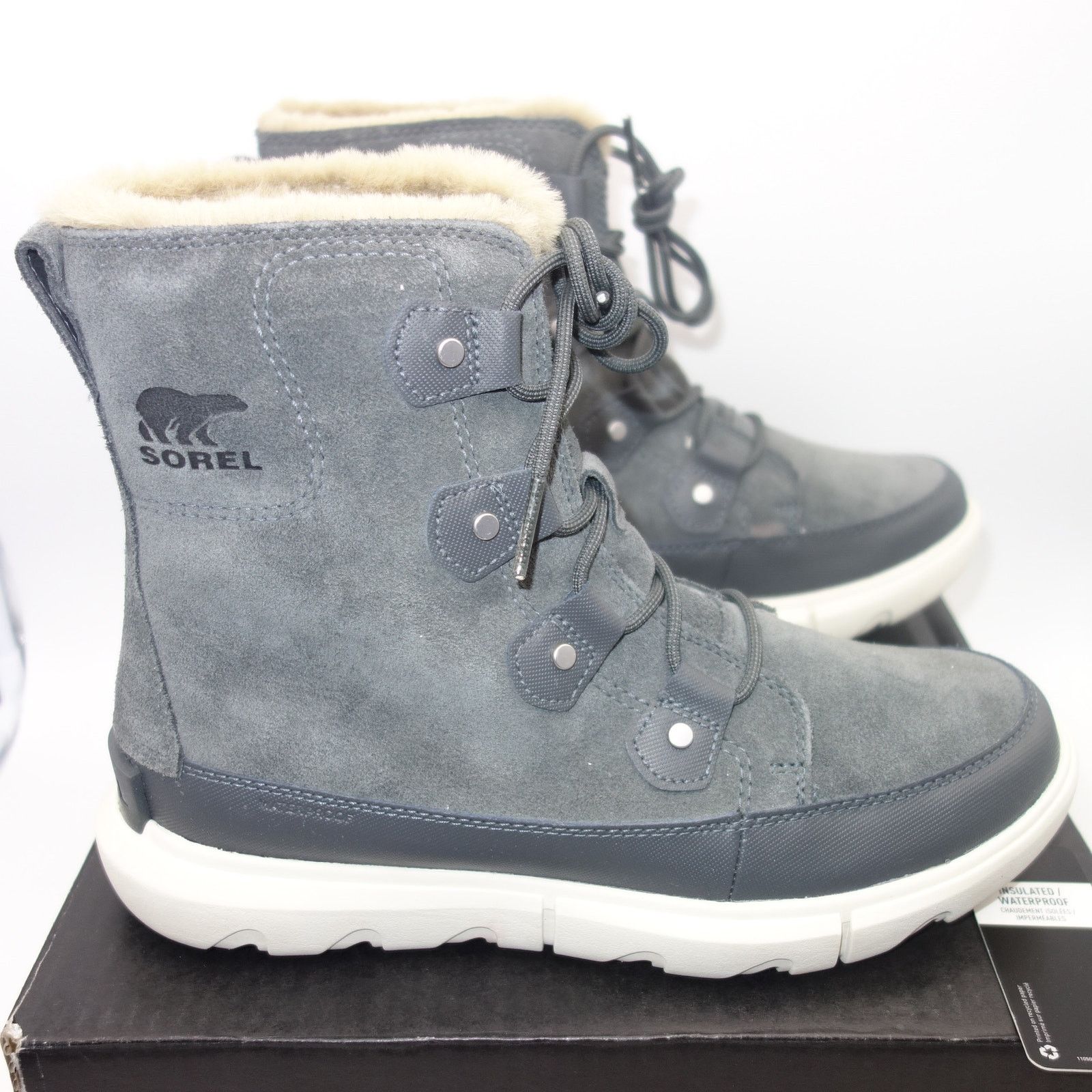 New Sorel Explorer Ii Joan Faux Fur Boots Shoes Grill Gray in Grey, Women's (Size 10.5)