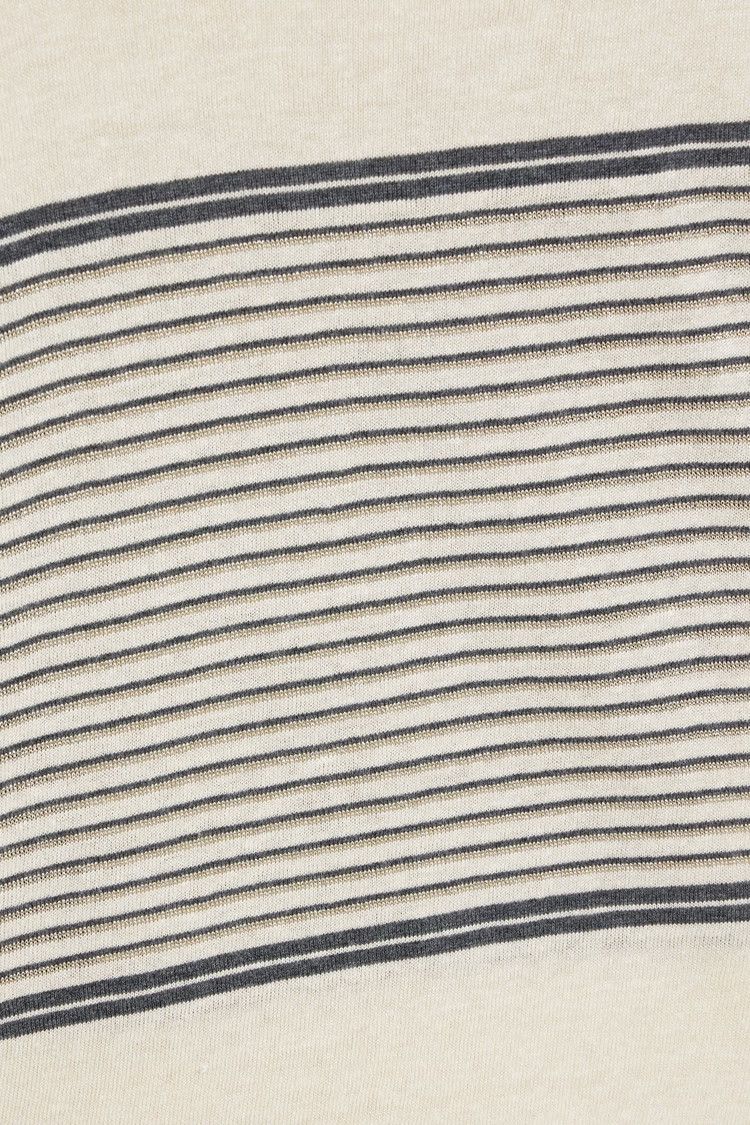 Brunello Cucinelli o1y0825 Crewneck Cashmere Blend Sweater in Ivory/Black Size M / US 6-8 / IT 42-44 - 4 Thumbnail