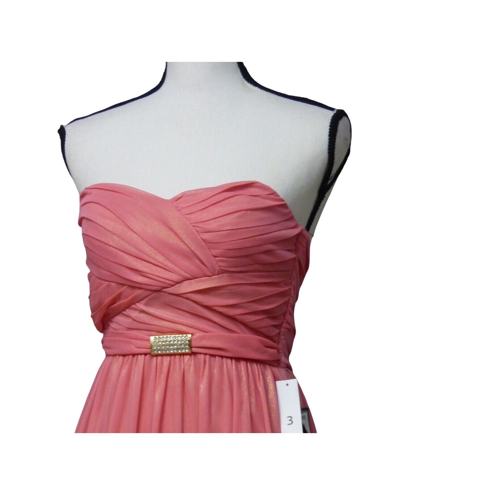 Other Teeze Me Junior’s Ruched Chiffon Sweetheart Gown, Guava Col Size ONE SIZE - 2 Thumbnail