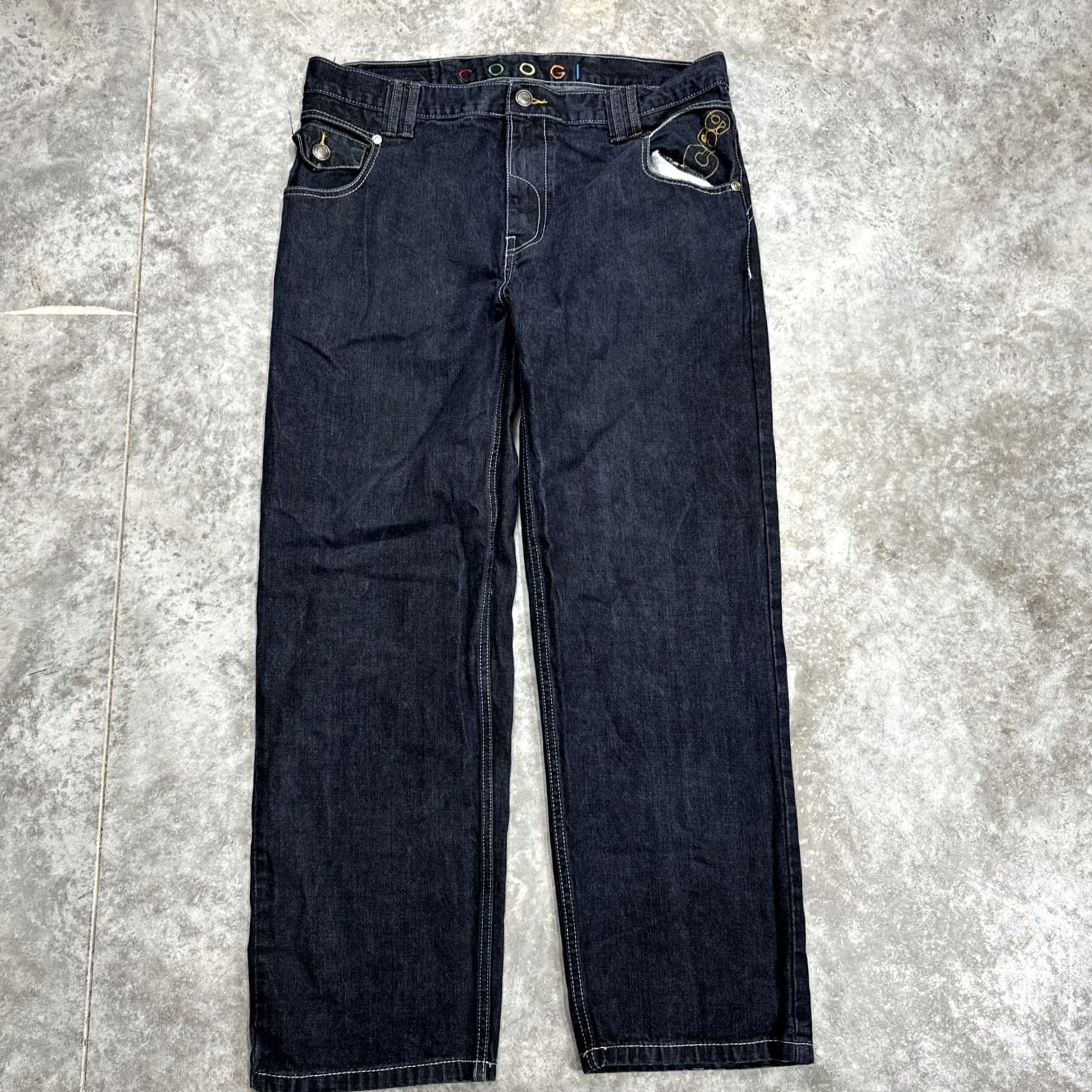 Coogi Vintage COOGI jeans Mens 40 X 32 Y2K Baggy Wide Leg Embroidered Hip Hop Skater Jeans Mens 40x32 Blue Size US 40 / EU 56 - 6 Thumbnail