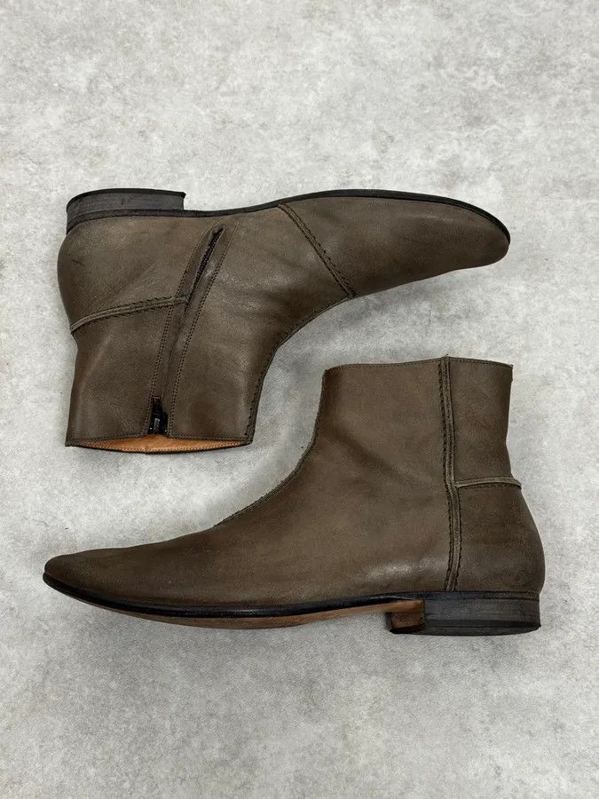 Maison Margiela Maison Margiela Brown Eroded Leather Boots Size US 10 / EU 43 - 2 Thumbnail
