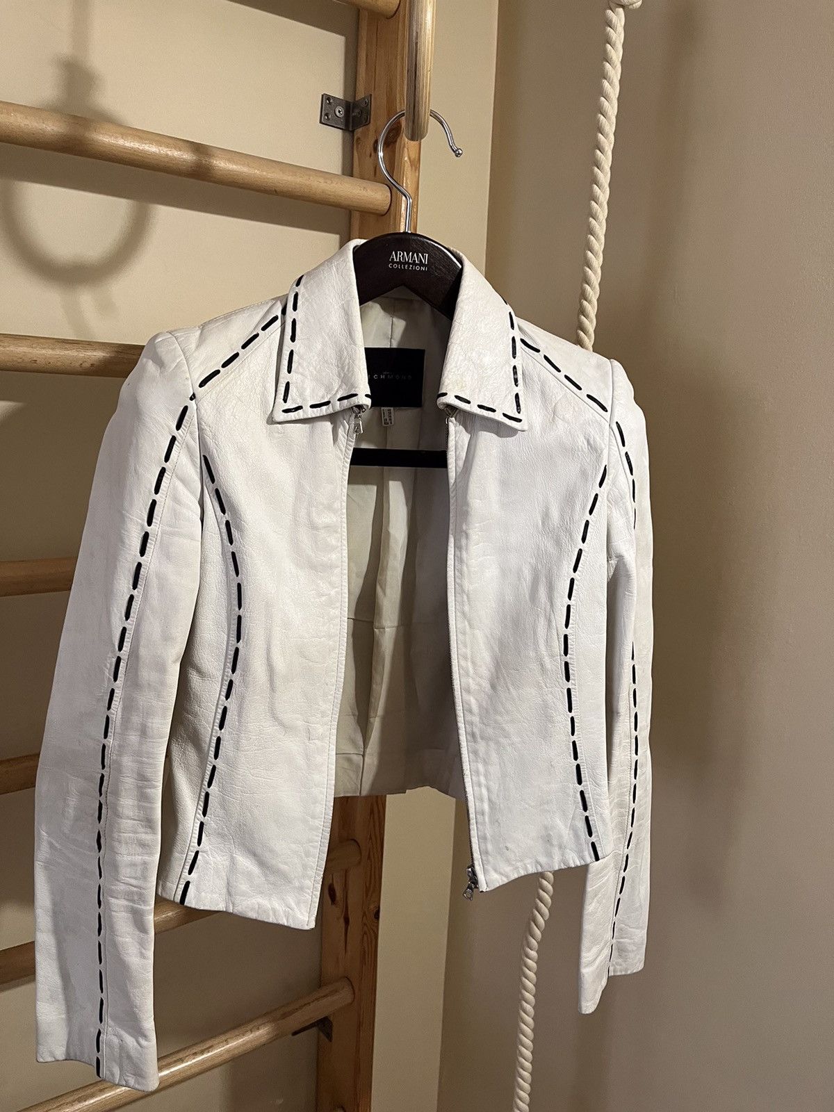 Vintage Leather Jacket White John Richmond Super Rare