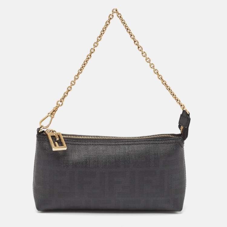 Fendi Fendi Black Zucca Coated Canvas Accessories Pochette Size ONE SIZE - 1 Thumbnail