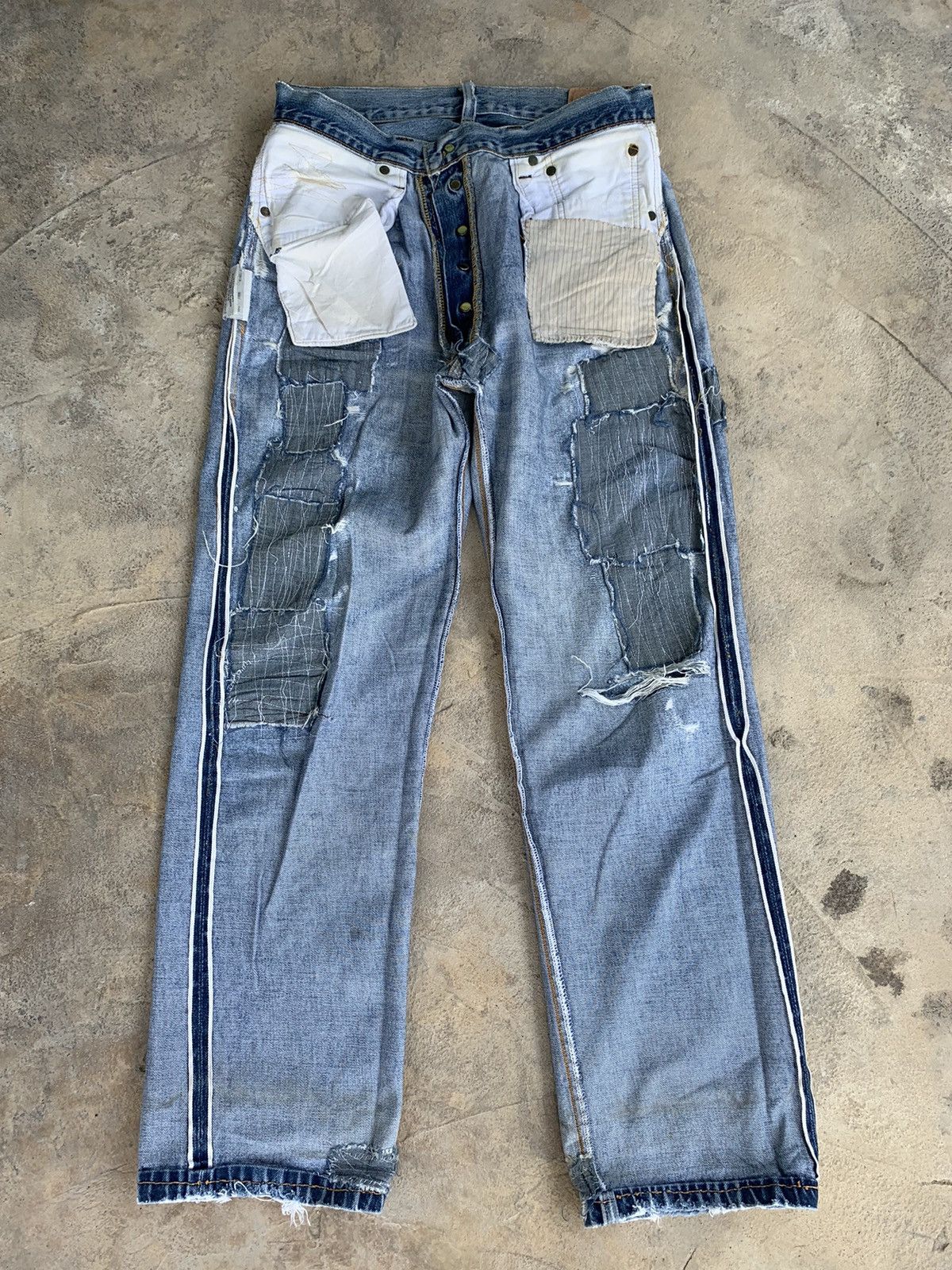 Levi's × Vintage Vintage Levis 501XX 555 Big E Selvedge Distressed Denim Size US 30 / EU 46 - 19 Thumbnail