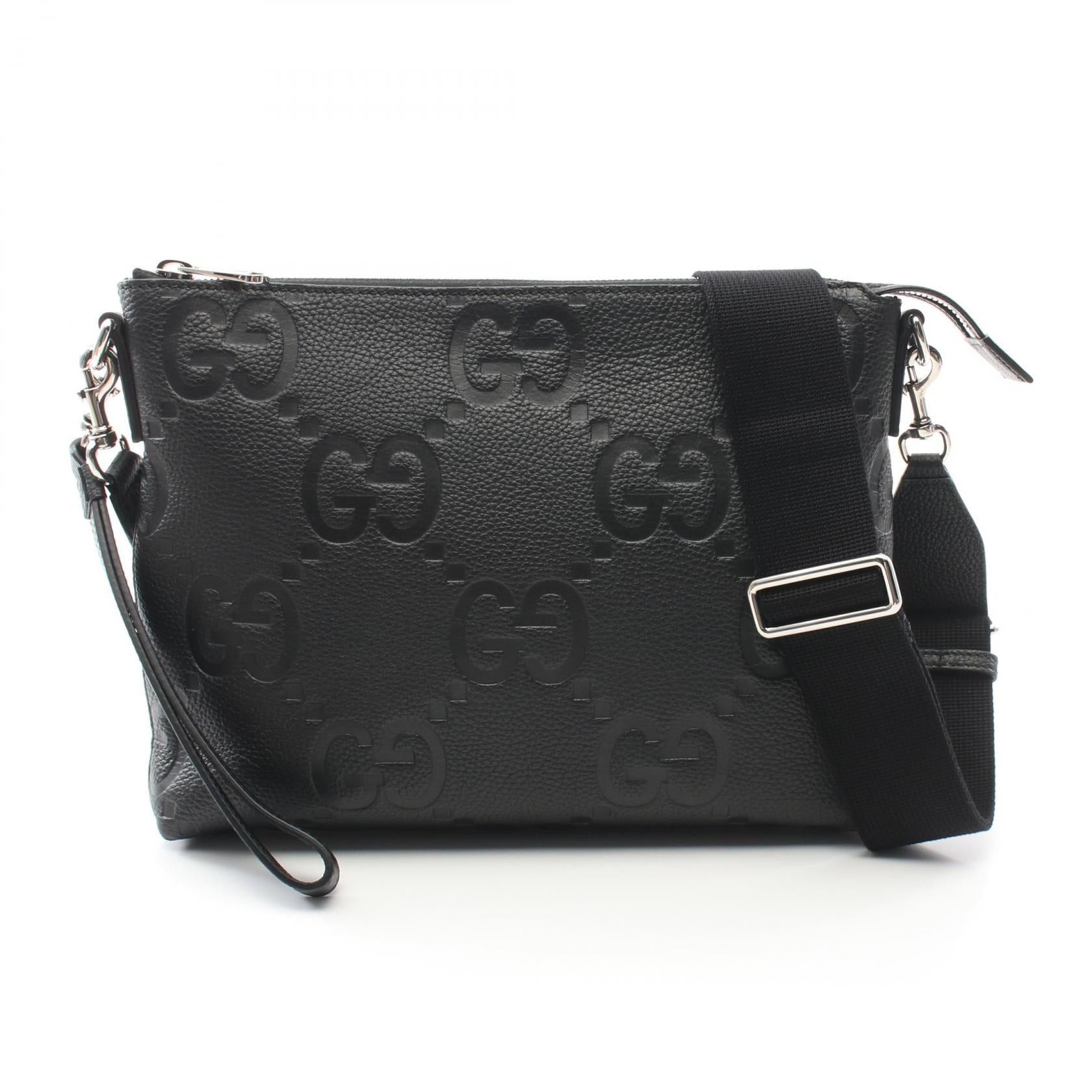 Gucci Gucci Jumbo Gg Medium Messenger Bag Shoulder Leather Black Size ONE SIZE - 1 Thumbnail