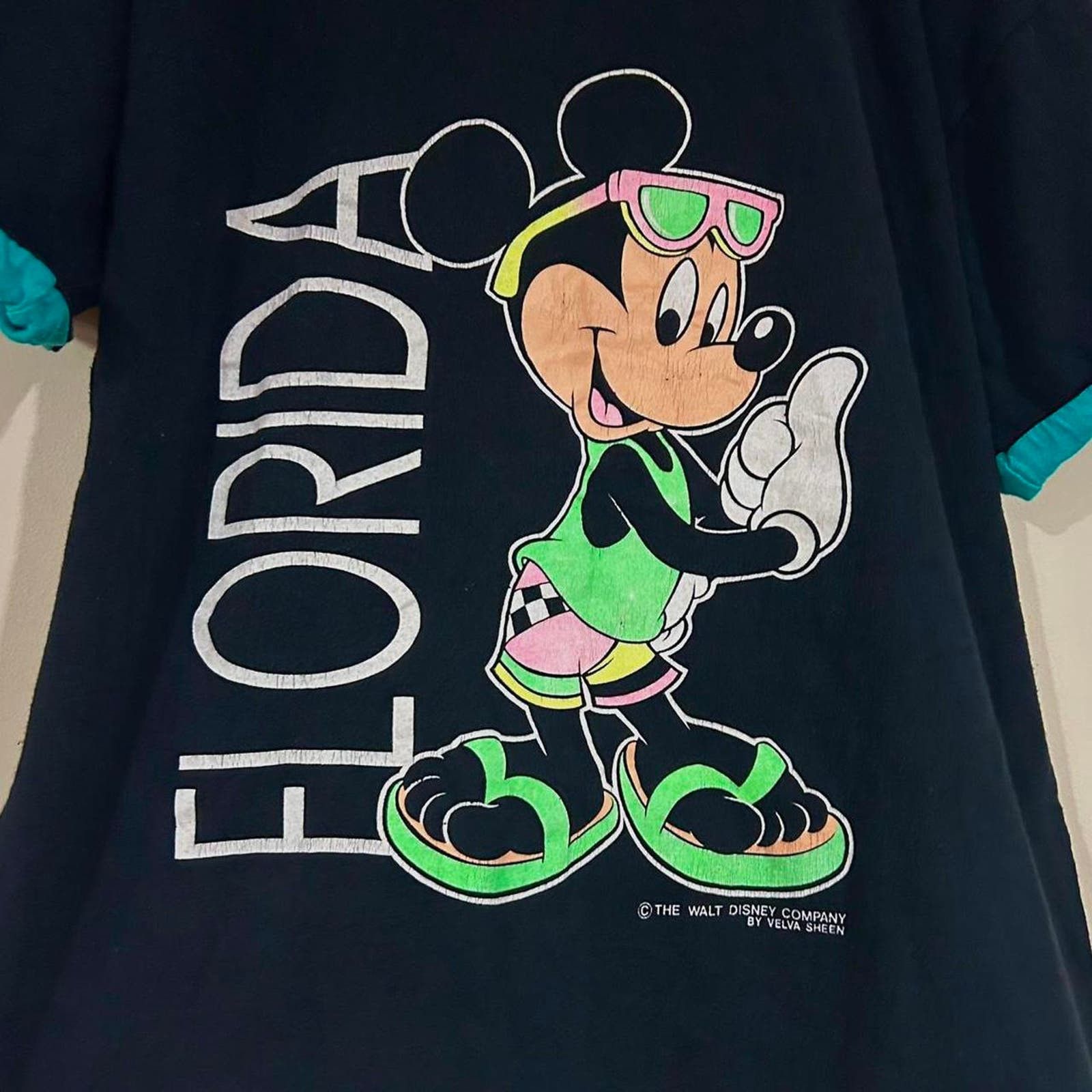 Velva Sheen Vintage Mickey Mouse Beach Florida Tee Shirt Size US S / EU 44-46 / 1 - 2 Preview