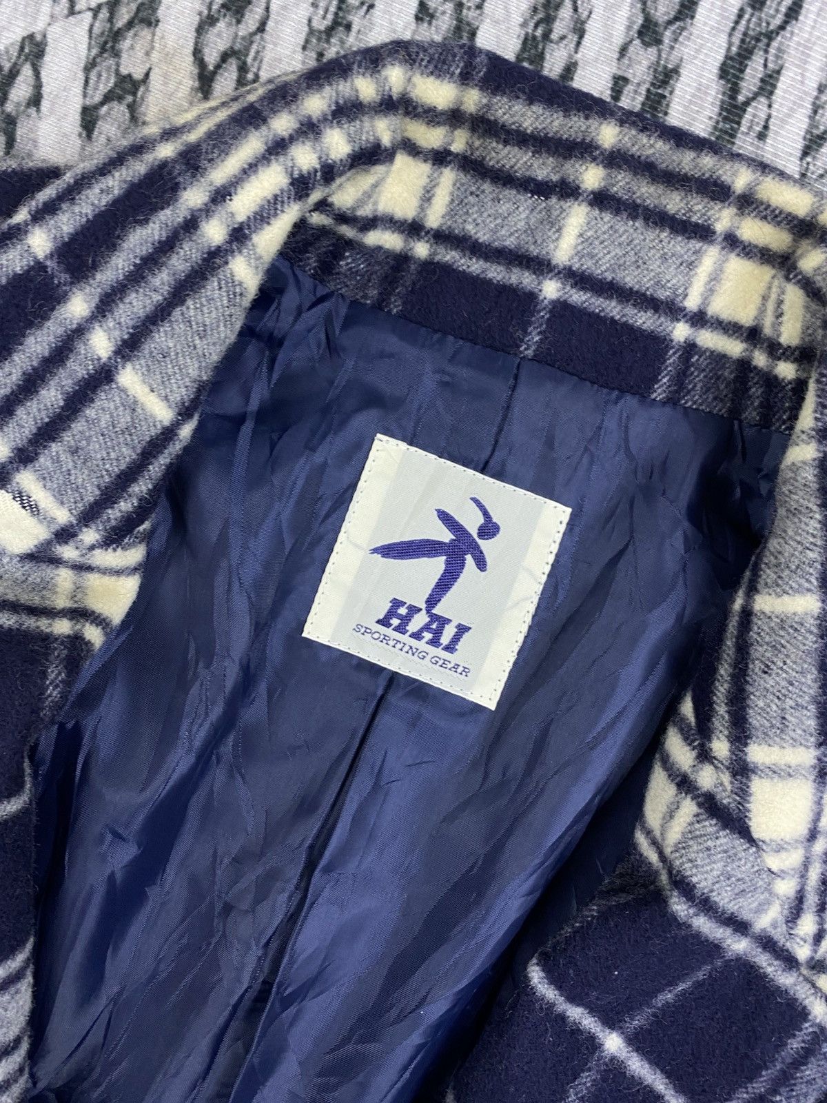 Hai Sporting Gear Vintage Hai Sporting Gear Blue Checked Wool Blend Jacket Size US L / EU 52-54 / 3 - 9 Thumbnail