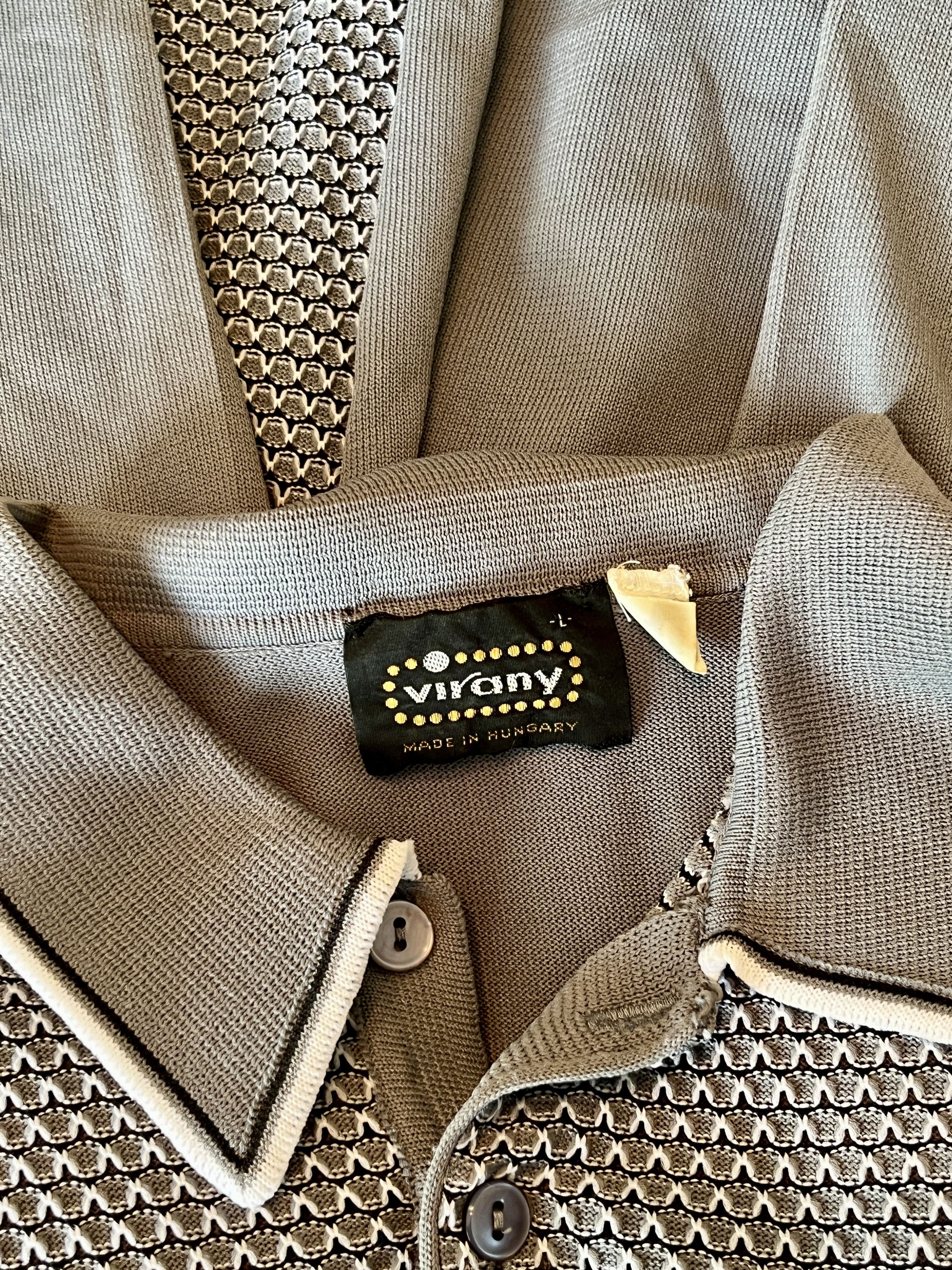 Vintage Vintage 70s Virany Hungary Textured Knit Polo Shirt L Size US L / EU 52-54 / 3 - 4 Thumbnail